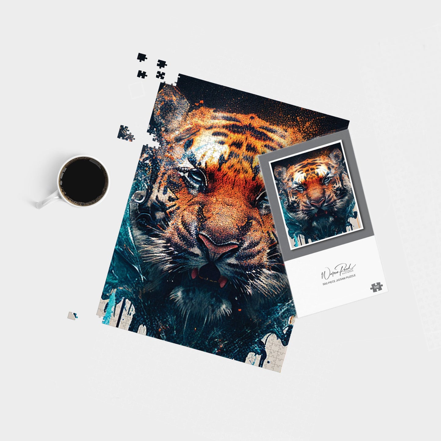 Tiger Face Splashart Jigsaw Puzzle