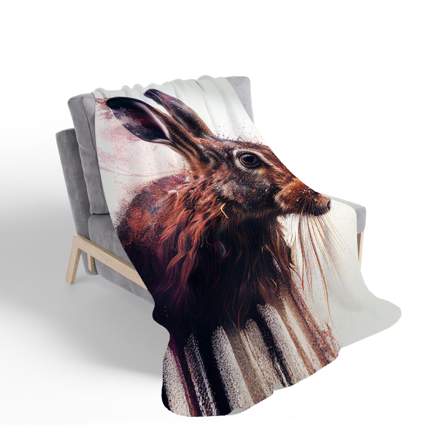 Hare Face Splashart Sherpa Blanket