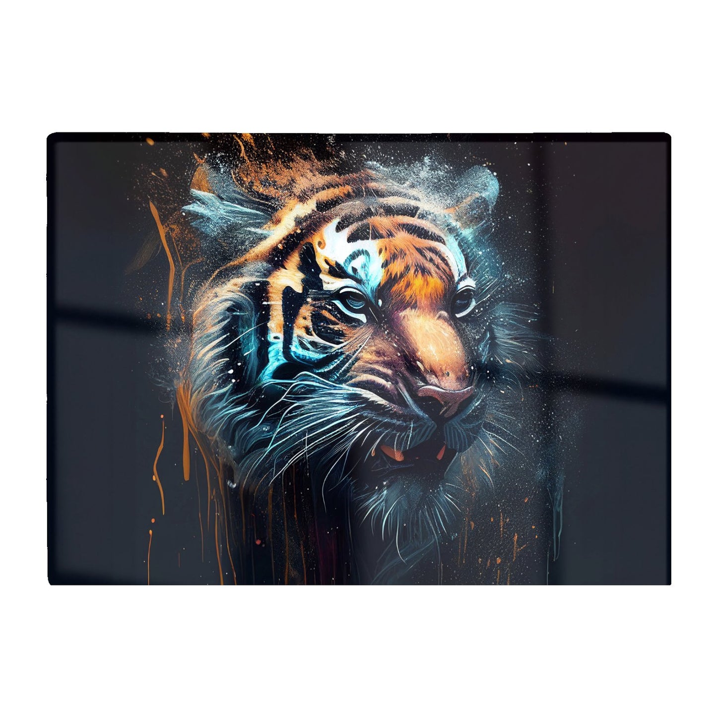 Tiger Face Splashart Dark Background Glass Chopping Board