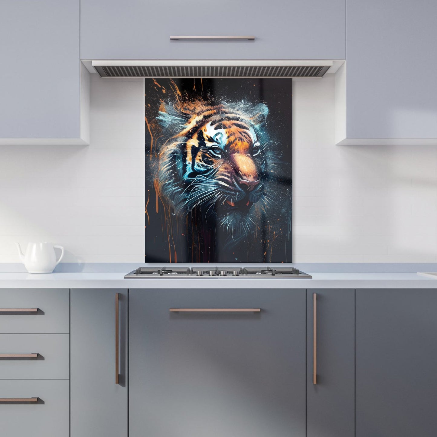 Tiger Face Splashart Dark Background Kitchen Splashback