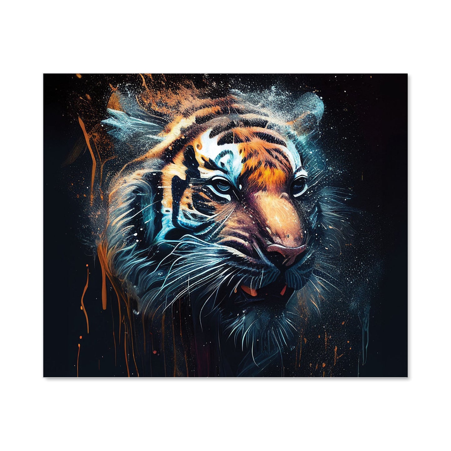 Tiger Face Splashart Dark Background Kitchen Splashback