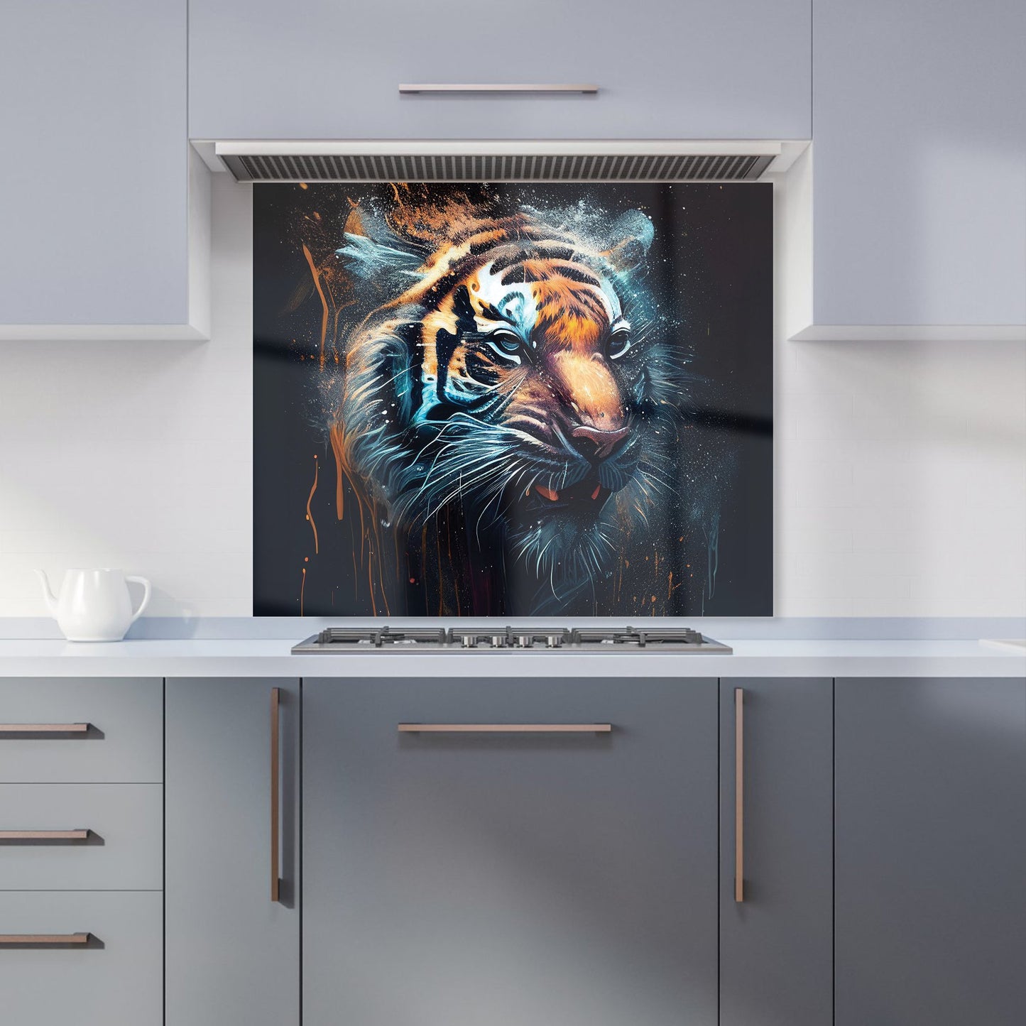 Tiger Face Splashart Dark Background Kitchen Splashback