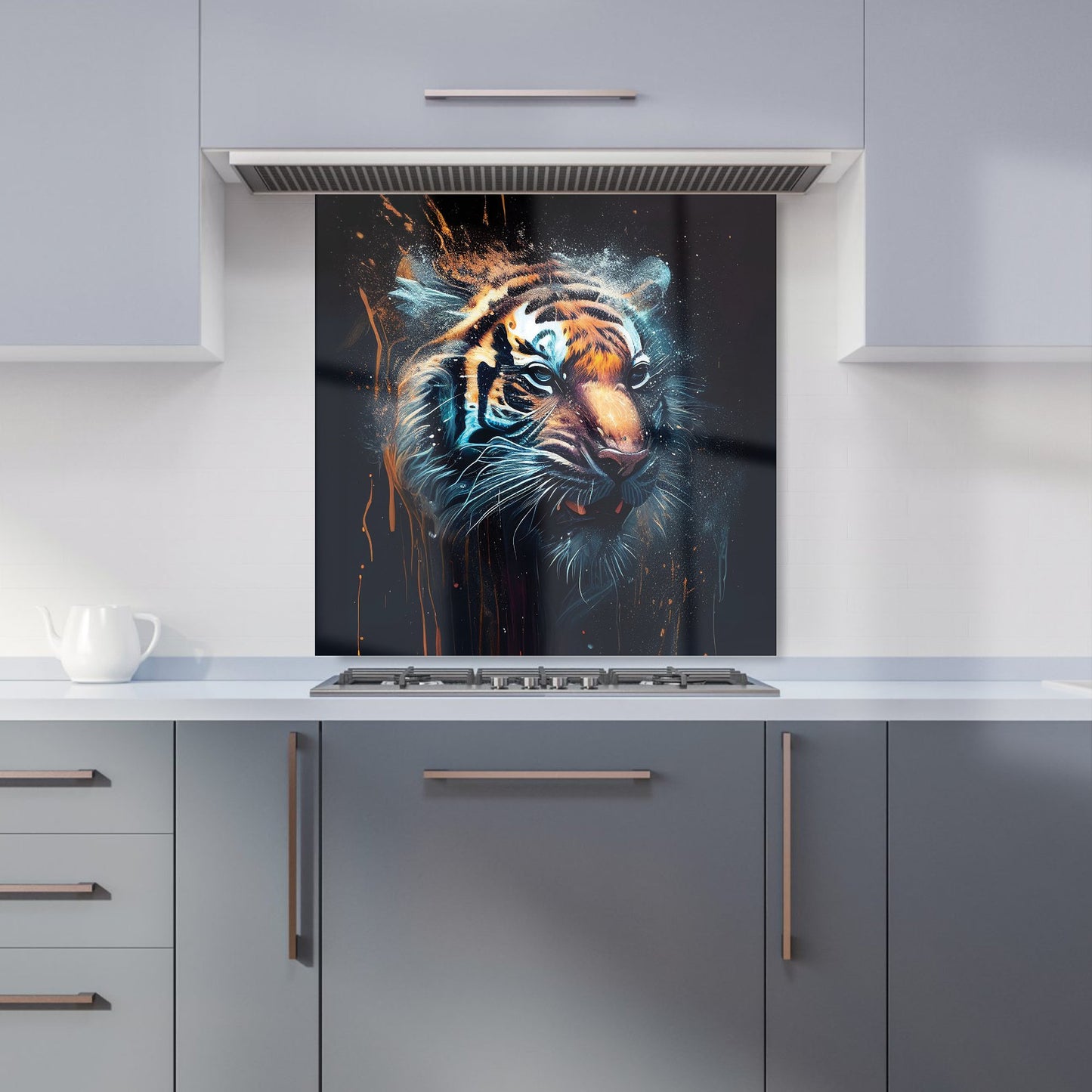 Tiger Face Splashart Dark Background Kitchen Splashback
