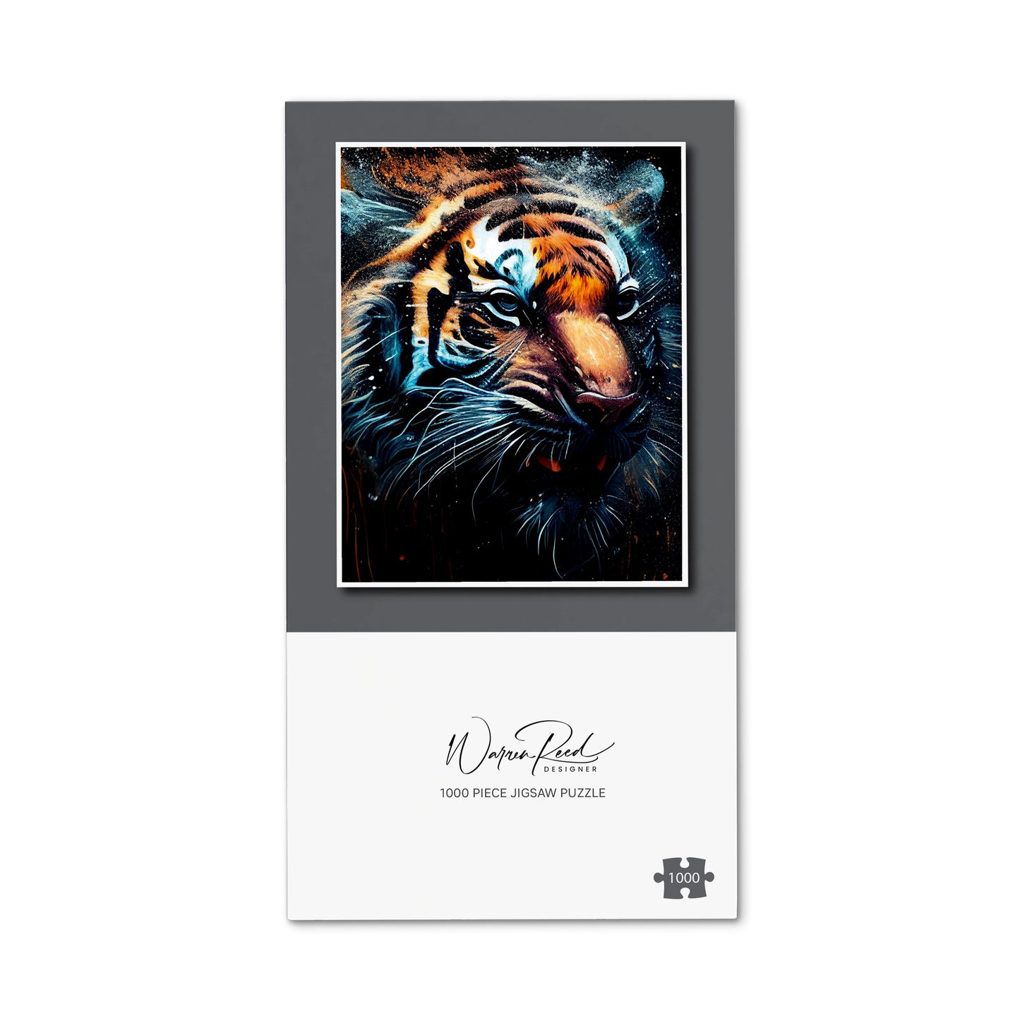 Tiger Face Splashart Dark Background Jigsaw Puzzle