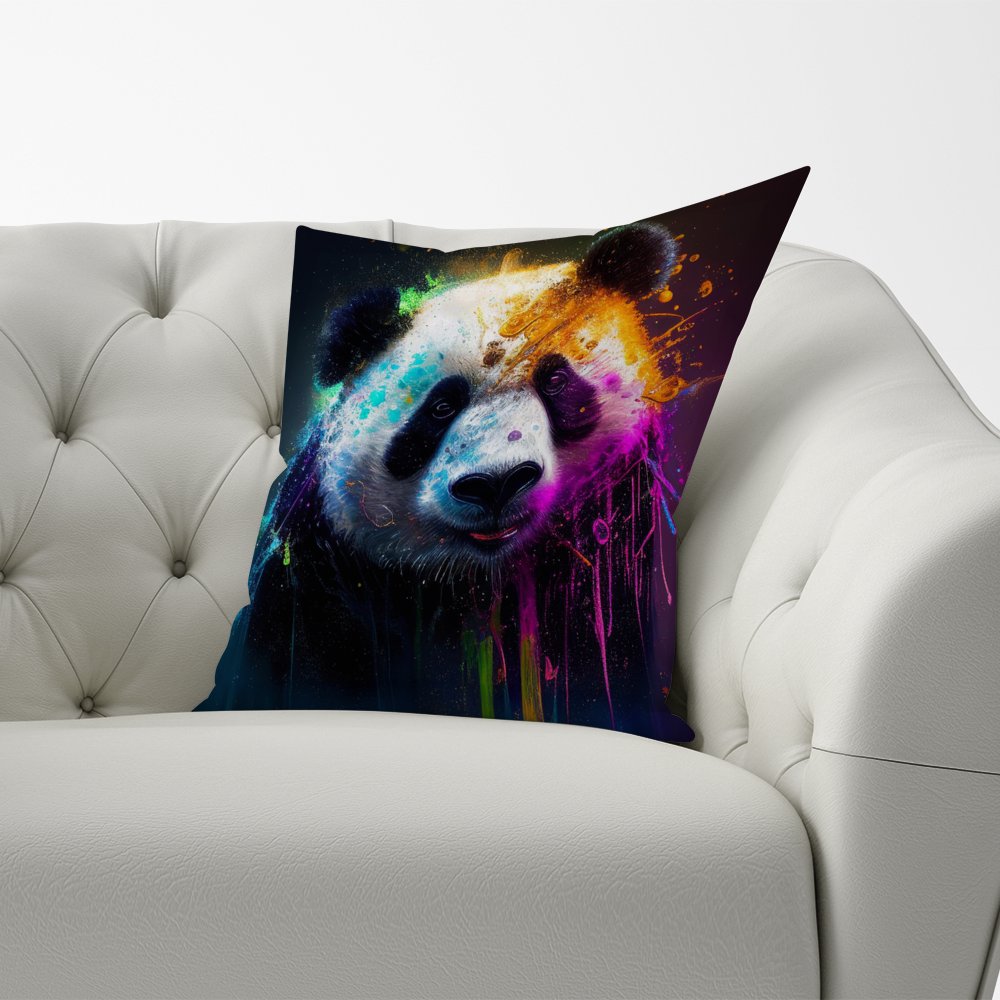 Panda Face Splashart Colourful Cushions