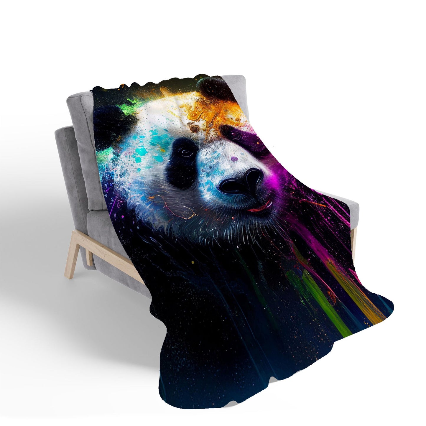 Panda Face Splashart Colourful Sherpa Blanket