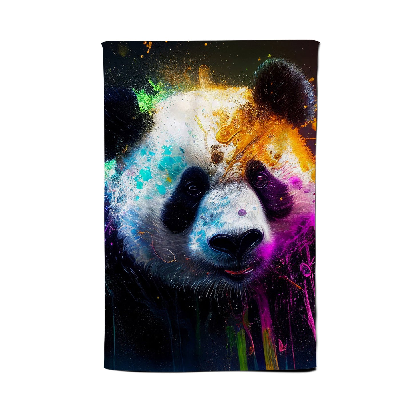 Panda Face Splashart Colourful Tea Towel