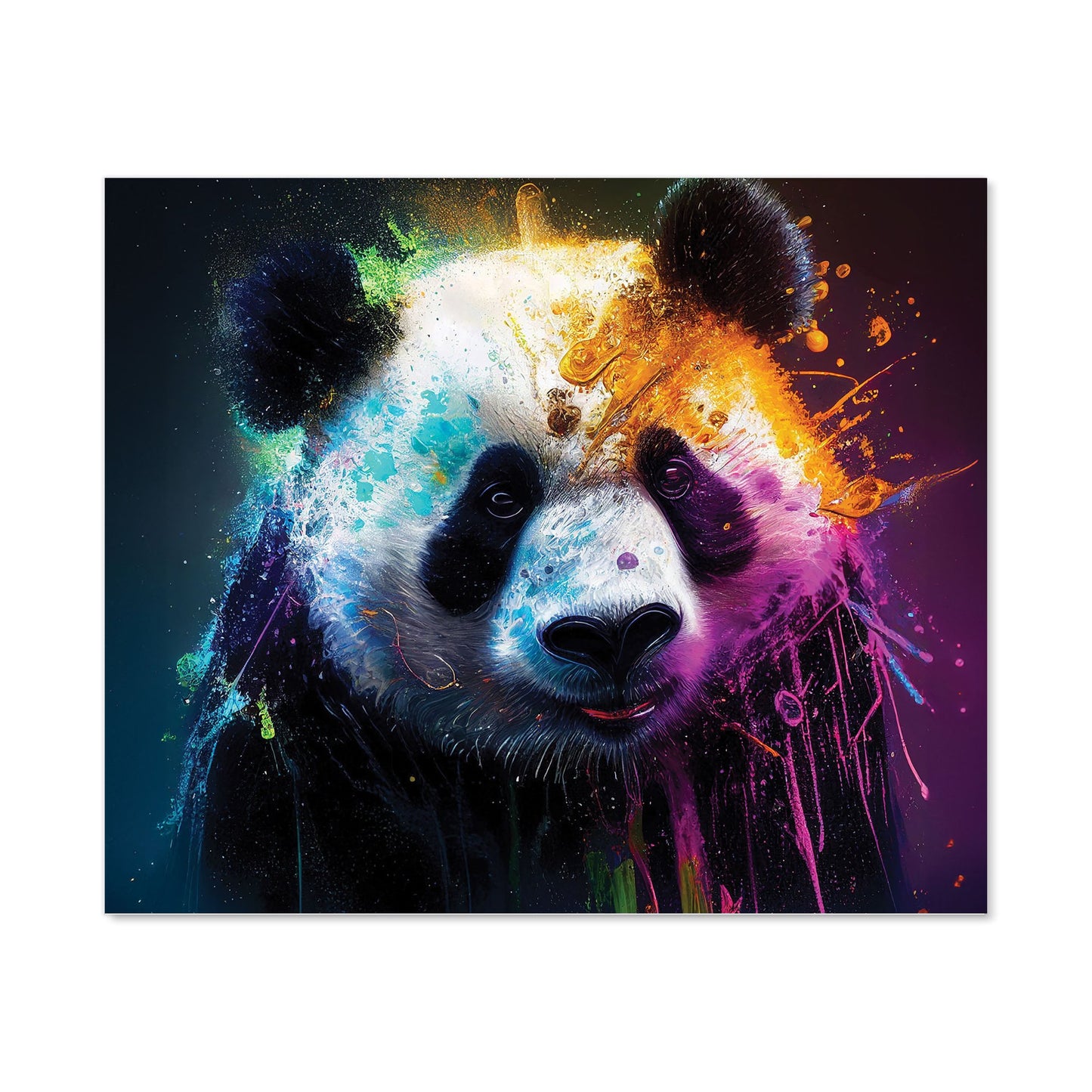 Panda Face Splashart Colourful Kitchen Splashback
