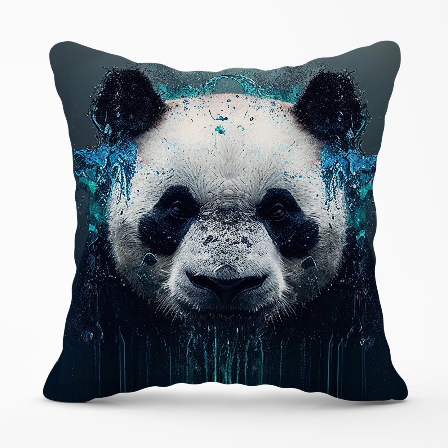 Panda Face Splashart Dark Background Cushions