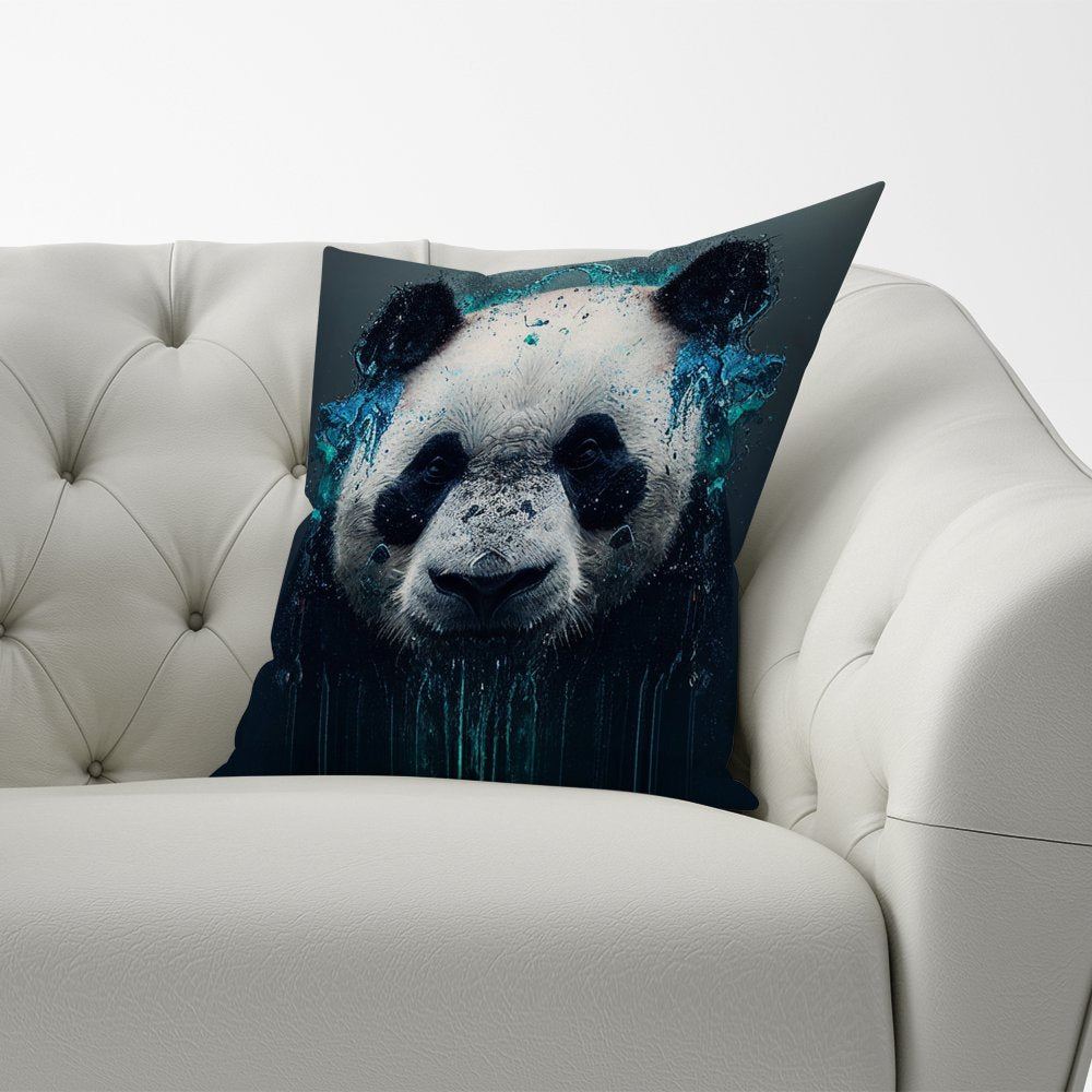 Panda Face Splashart Dark Background Cushions