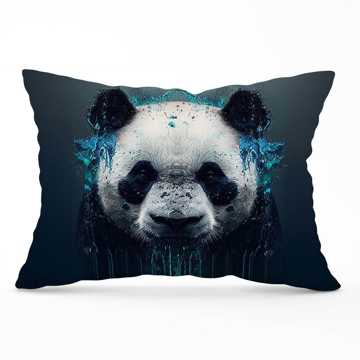 Panda Face Splashart Dark Background Cushions