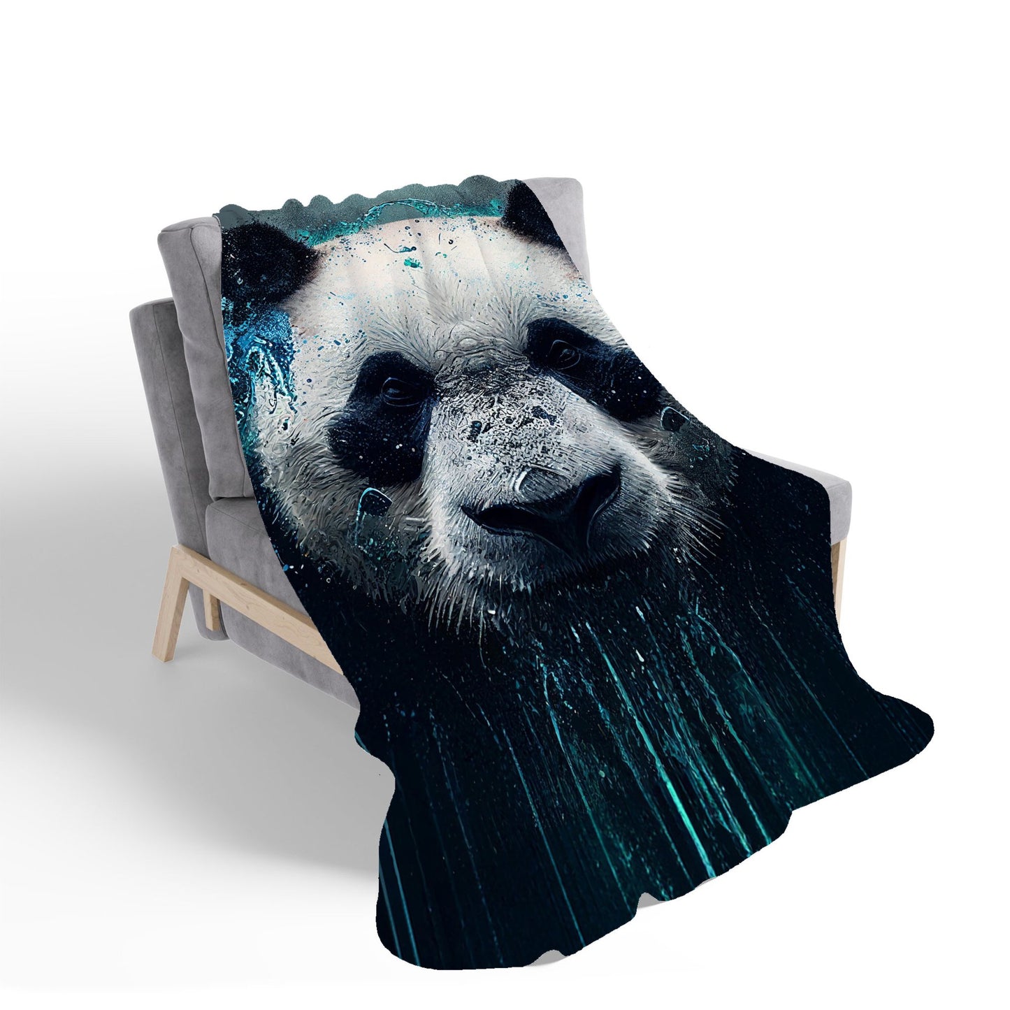 Panda Face Splashart Dark Background Sherpa Blanket