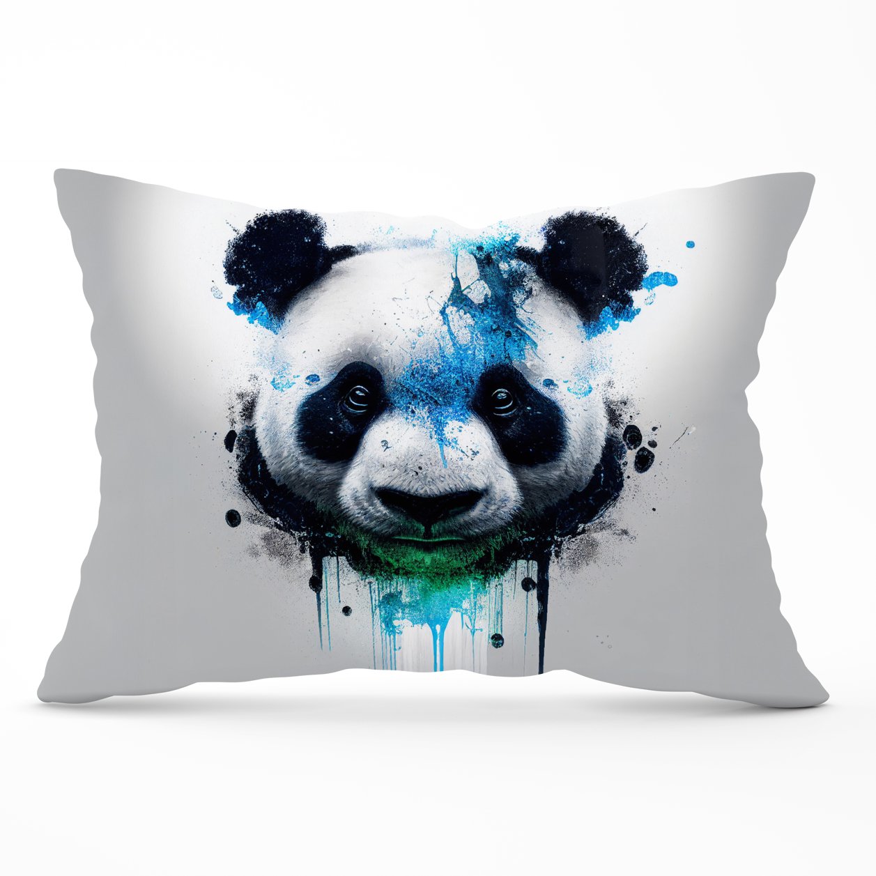 Panda Face Splashart Light Background Cushions