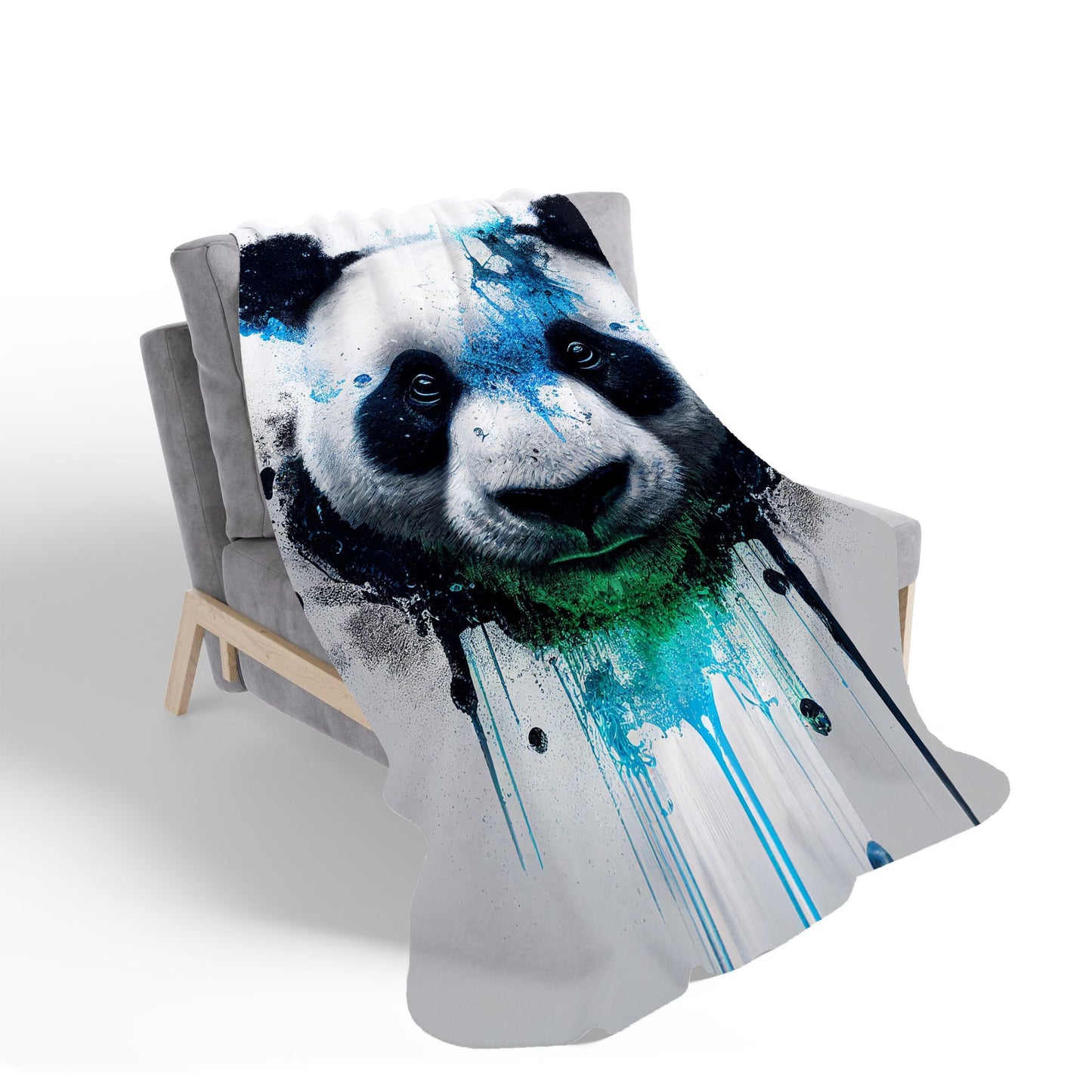 Panda Face Splashart Light Background Sherpa Blanket