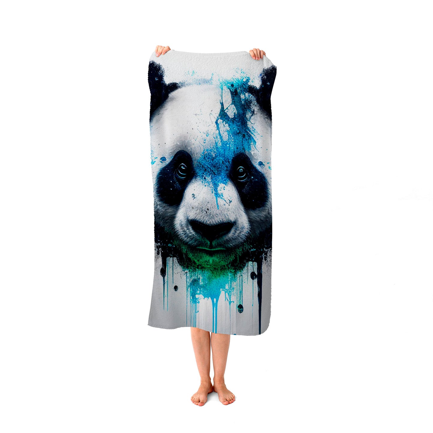 Panda Face Splashart Light Background Beach Towel