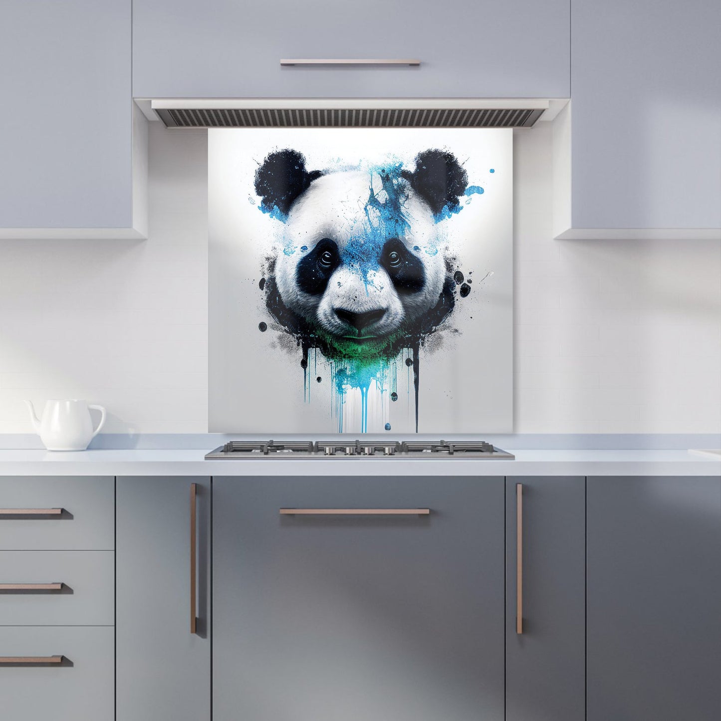 Panda Face Splashart Light Background Kitchen Splashback