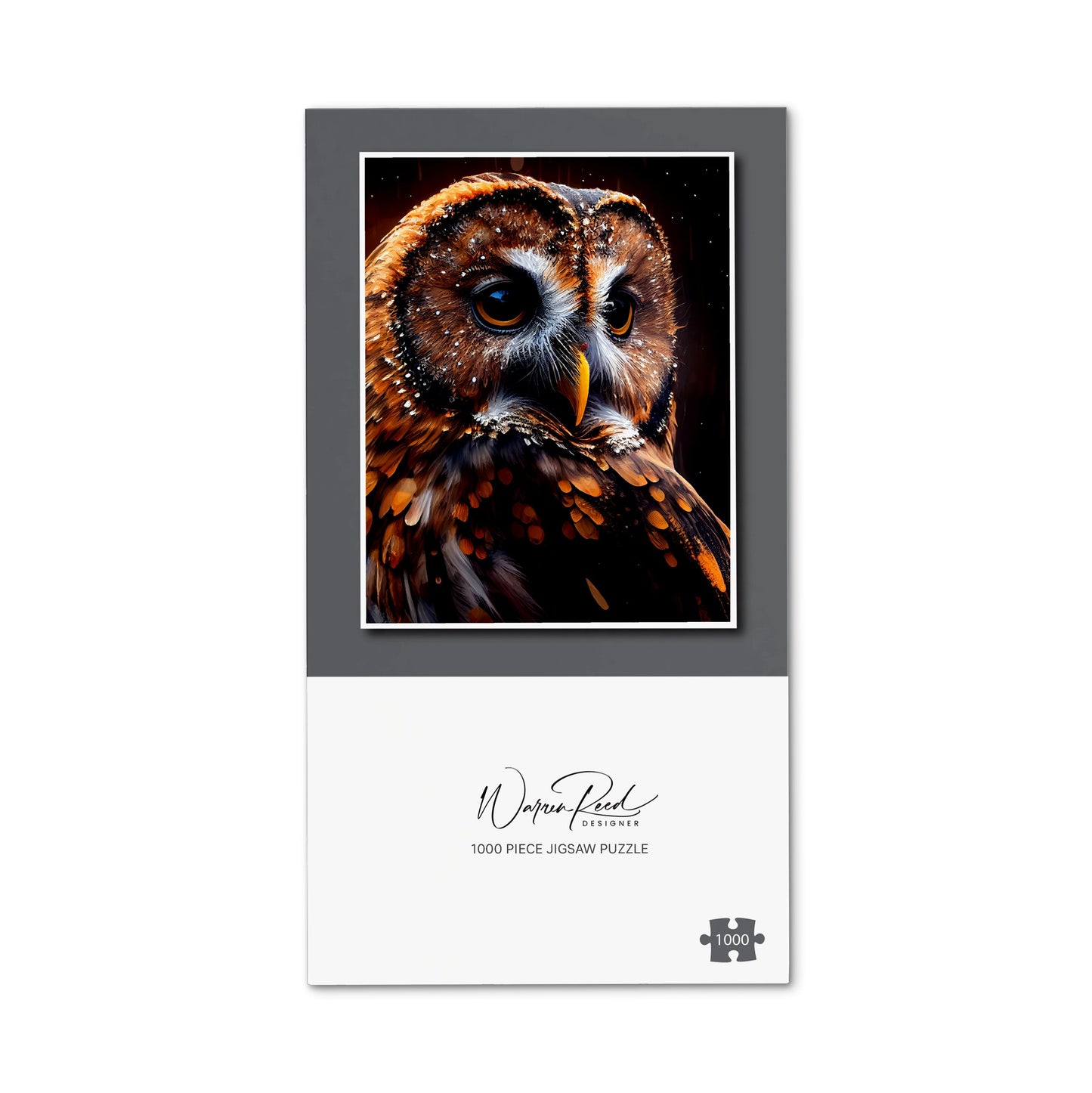 Tawny Owl Face Splashart Dark Background Jigsaw Puzzle