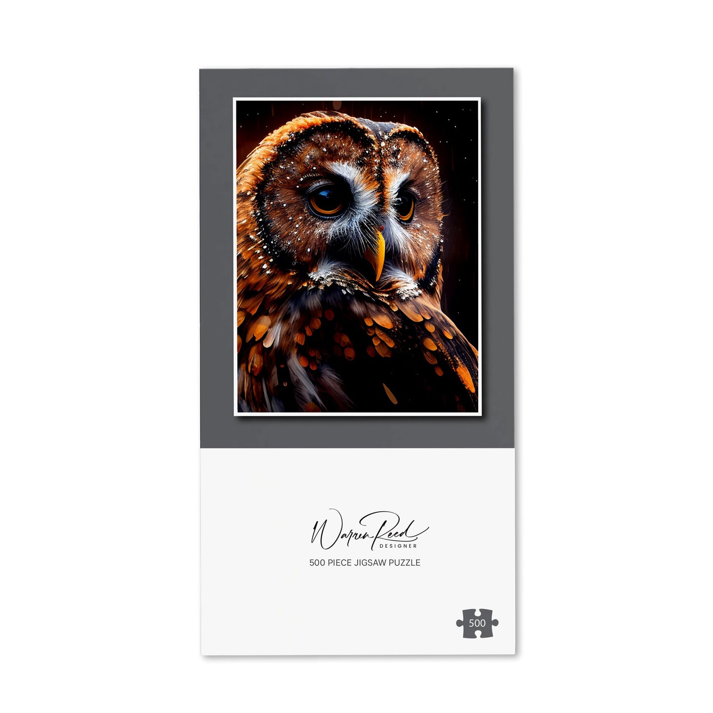 Tawny Owl Face Splashart Dark Background Jigsaw Puzzle