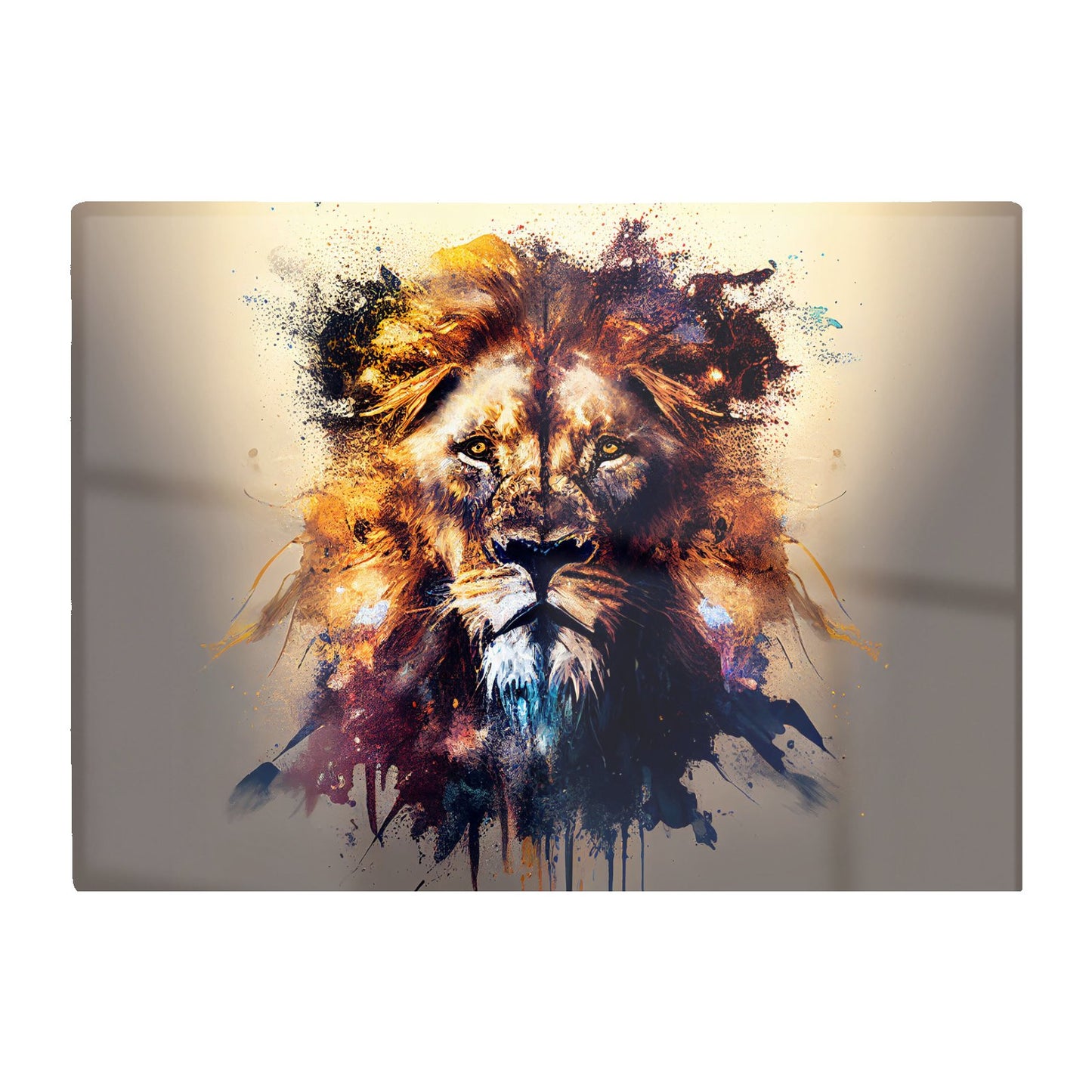 Majestic Lion Face Splashart Glass Chopping Board