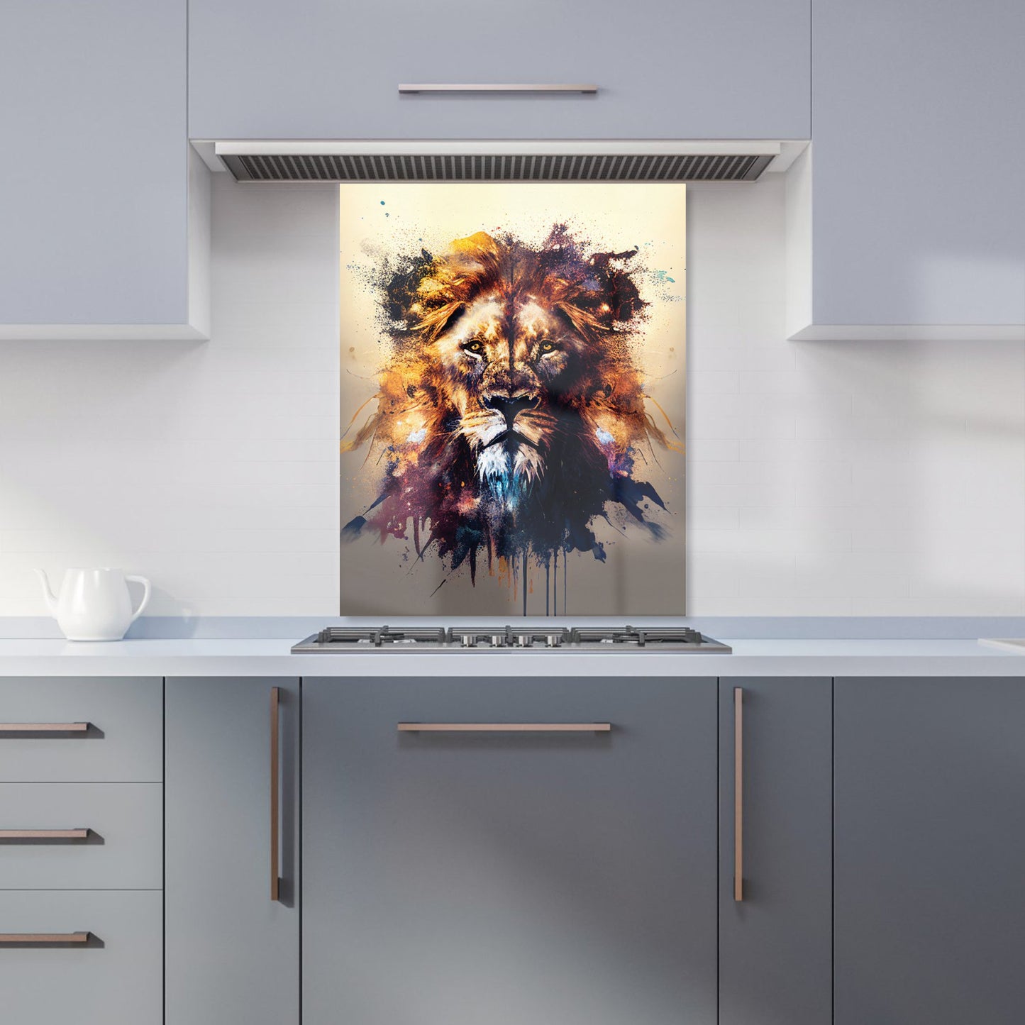 Majestic Lion Face Splashart Kitchen Splashback