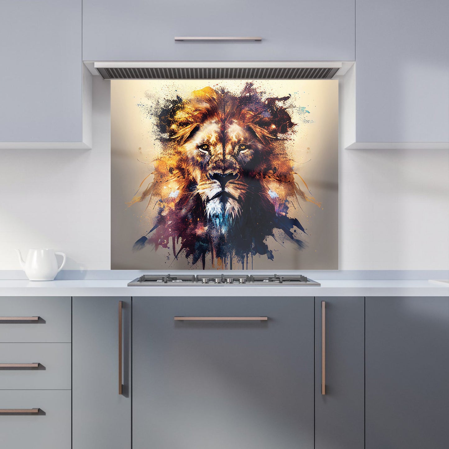 Majestic Lion Face Splashart Kitchen Splashback