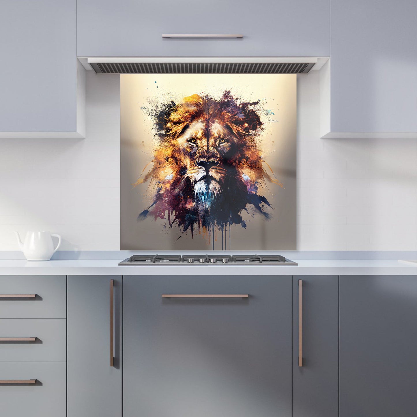 Majestic Lion Face Splashart Kitchen Splashback