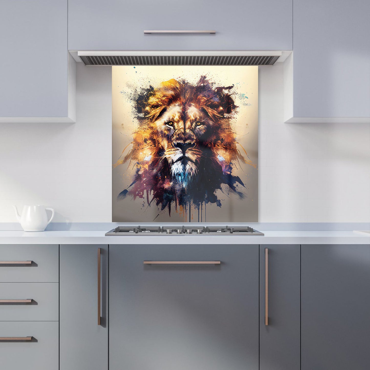 Majestic Lion Face Splashart Kitchen Splashback