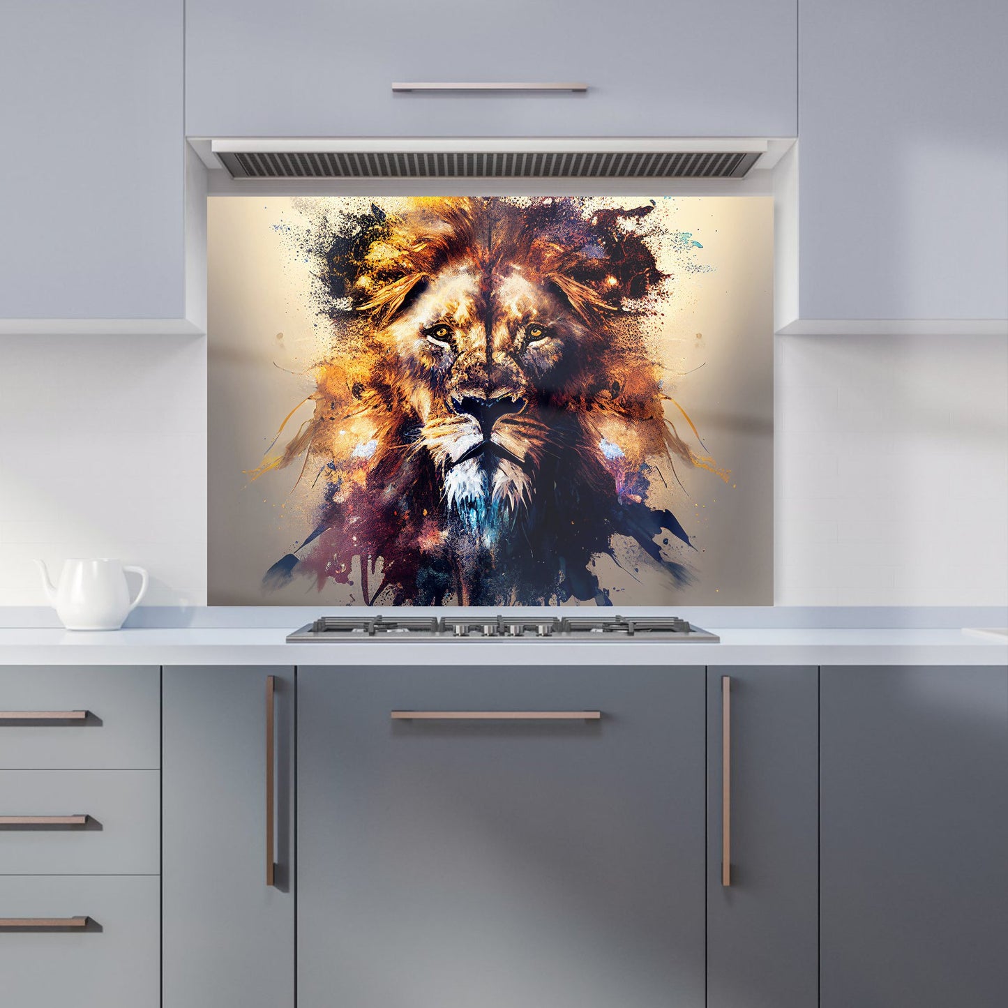 Majestic Lion Face Splashart Kitchen Splashback