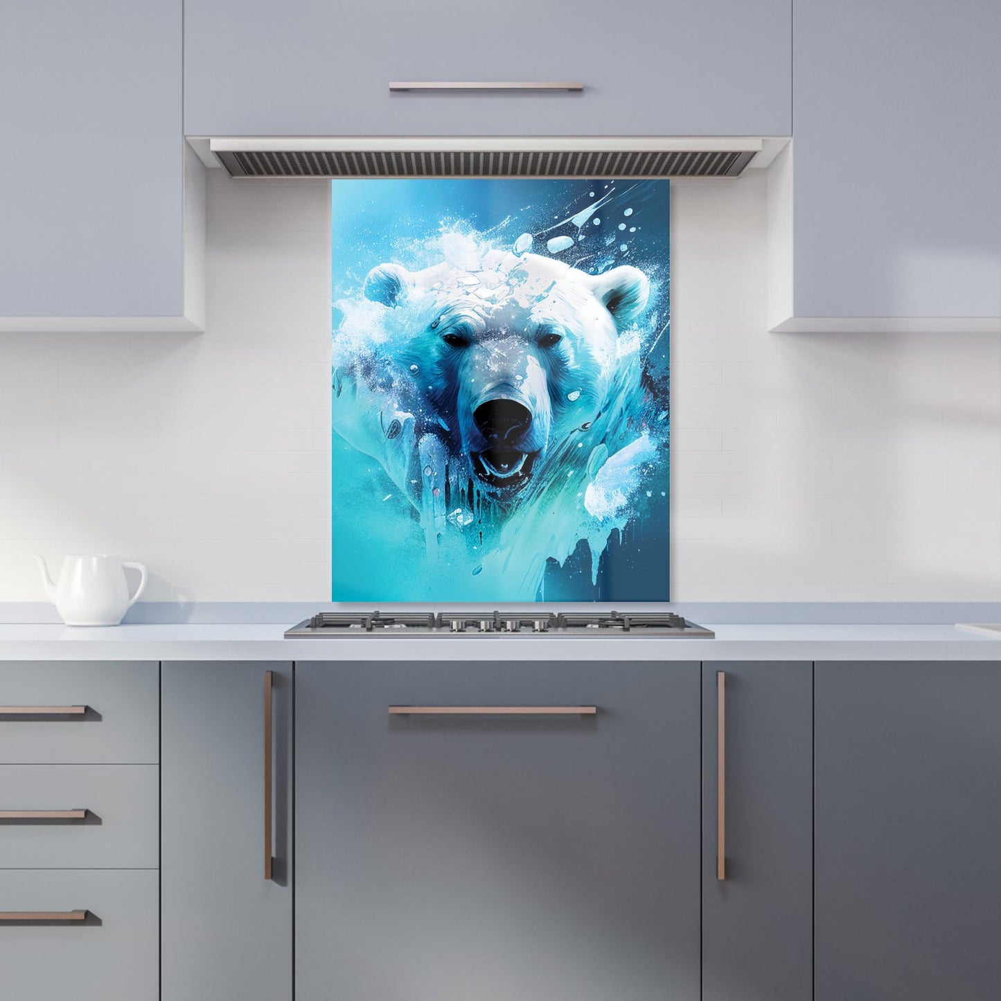 Polar Bear Face Splashart Kitchen Splashback