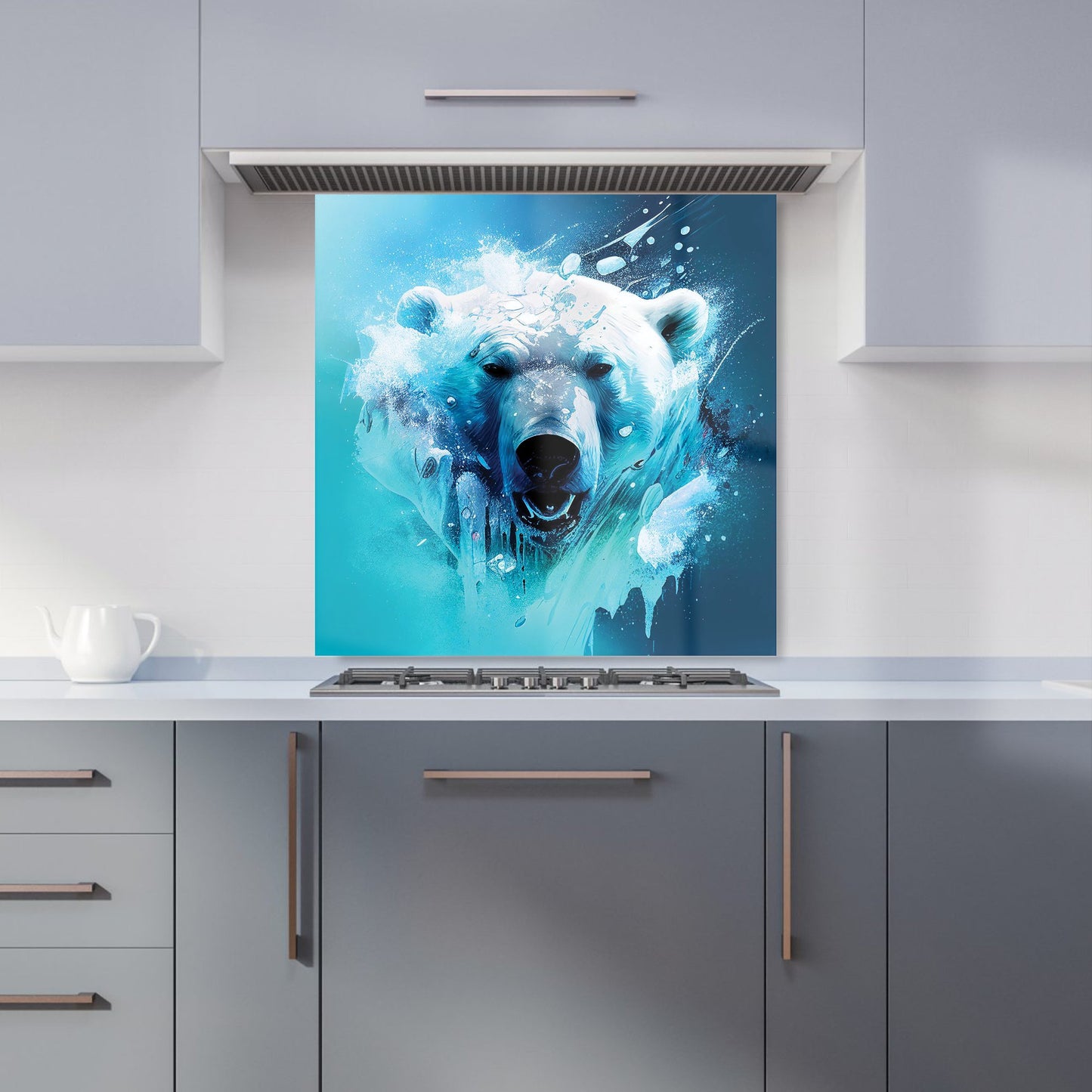 Polar Bear Face Splashart Kitchen Splashback