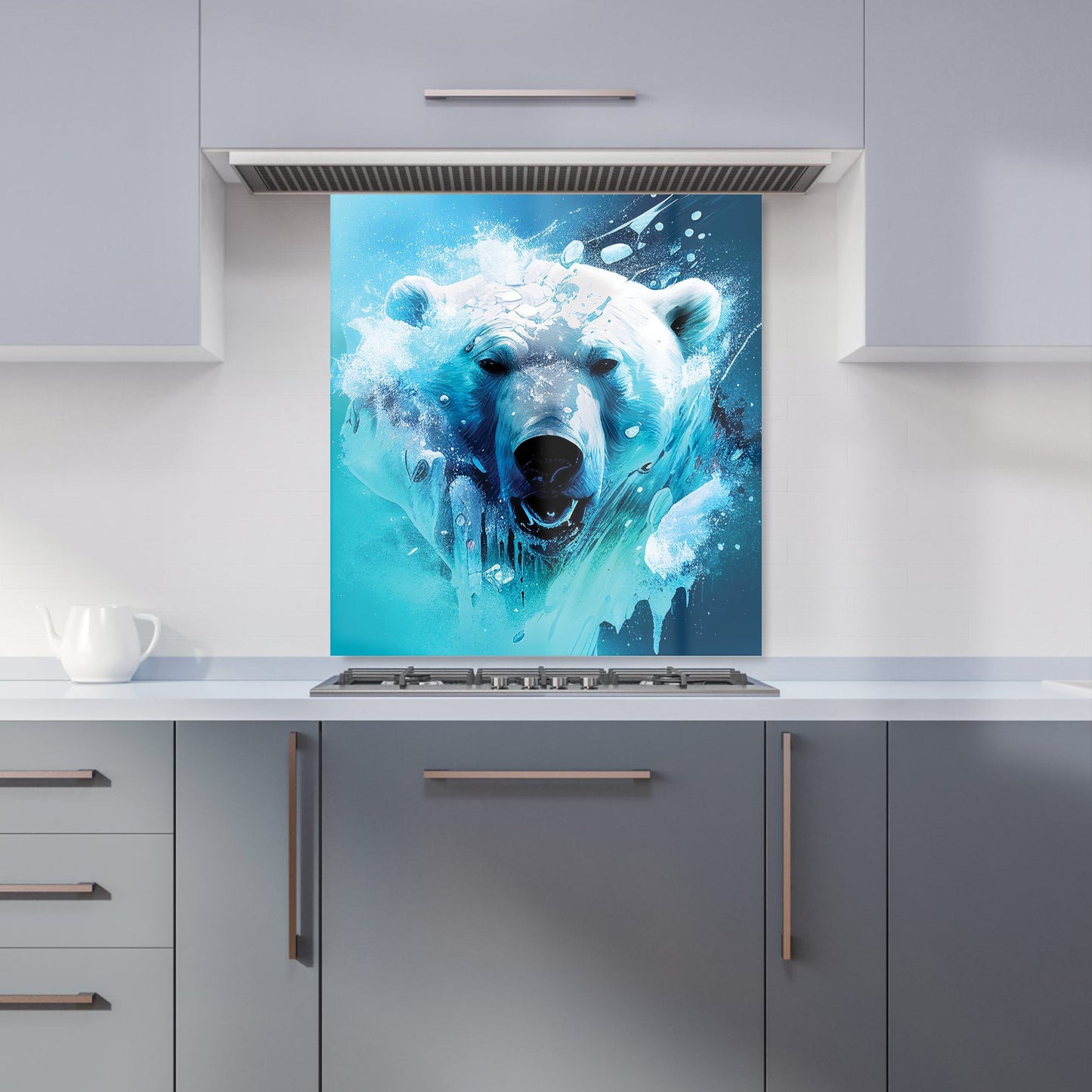 Polar Bear Face Splashart Kitchen Splashback