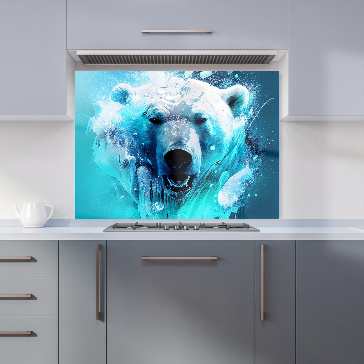 Polar Bear Face Splashart Kitchen Splashback