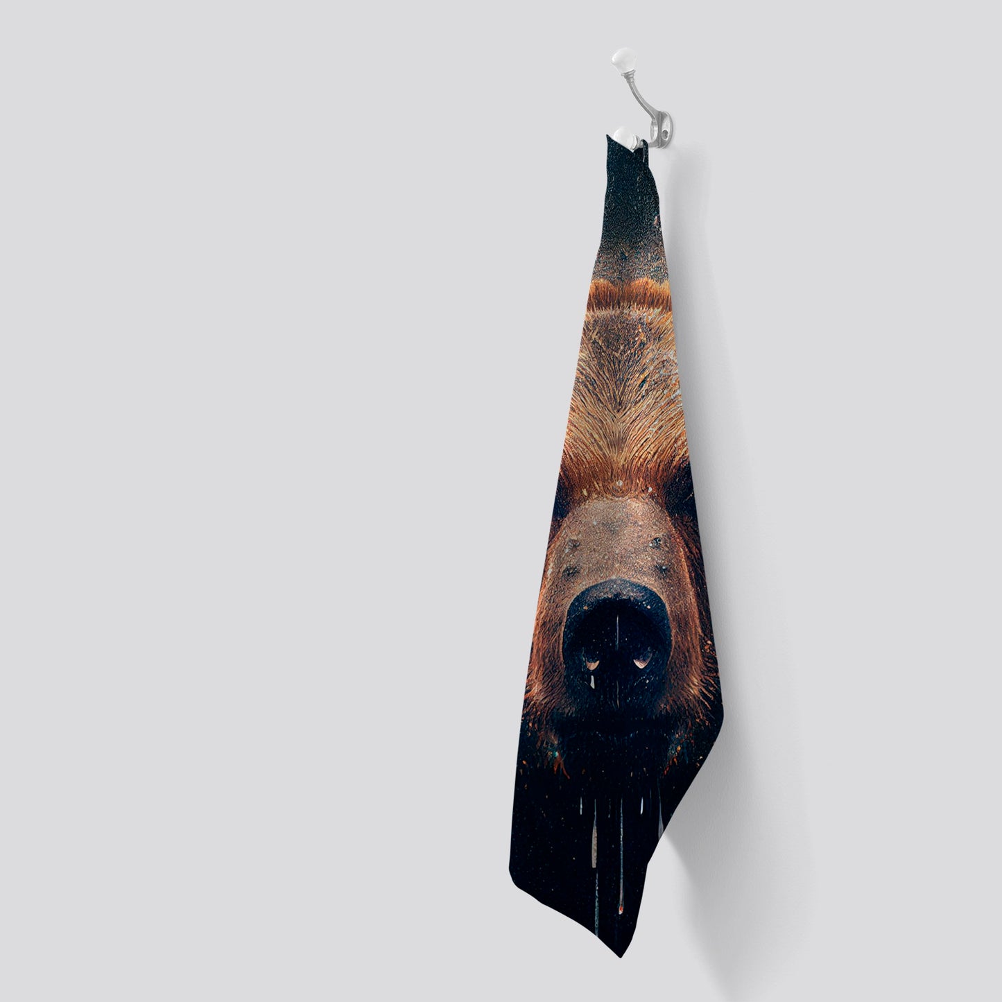 Brown Bear Face Splashart Tea Towel