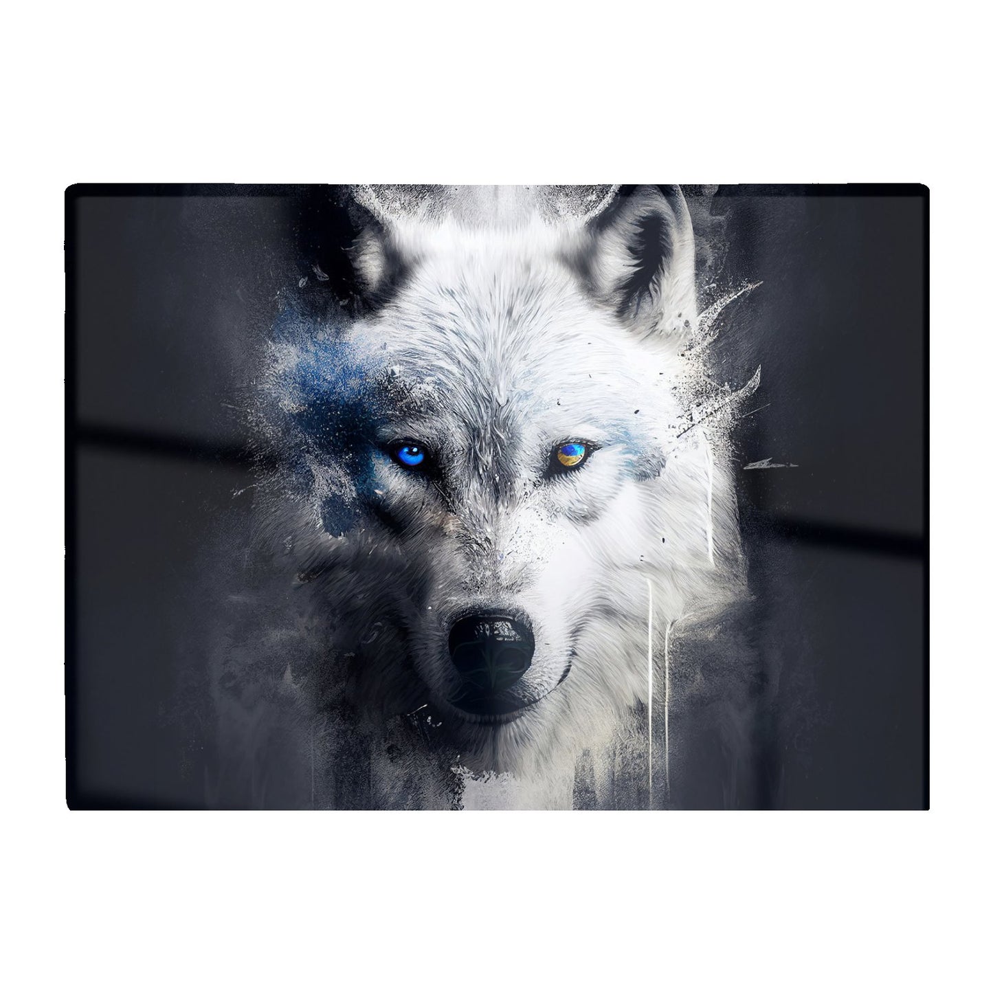 White Wolf Face Splashart Dark Backgrouns Glass Chopping Board