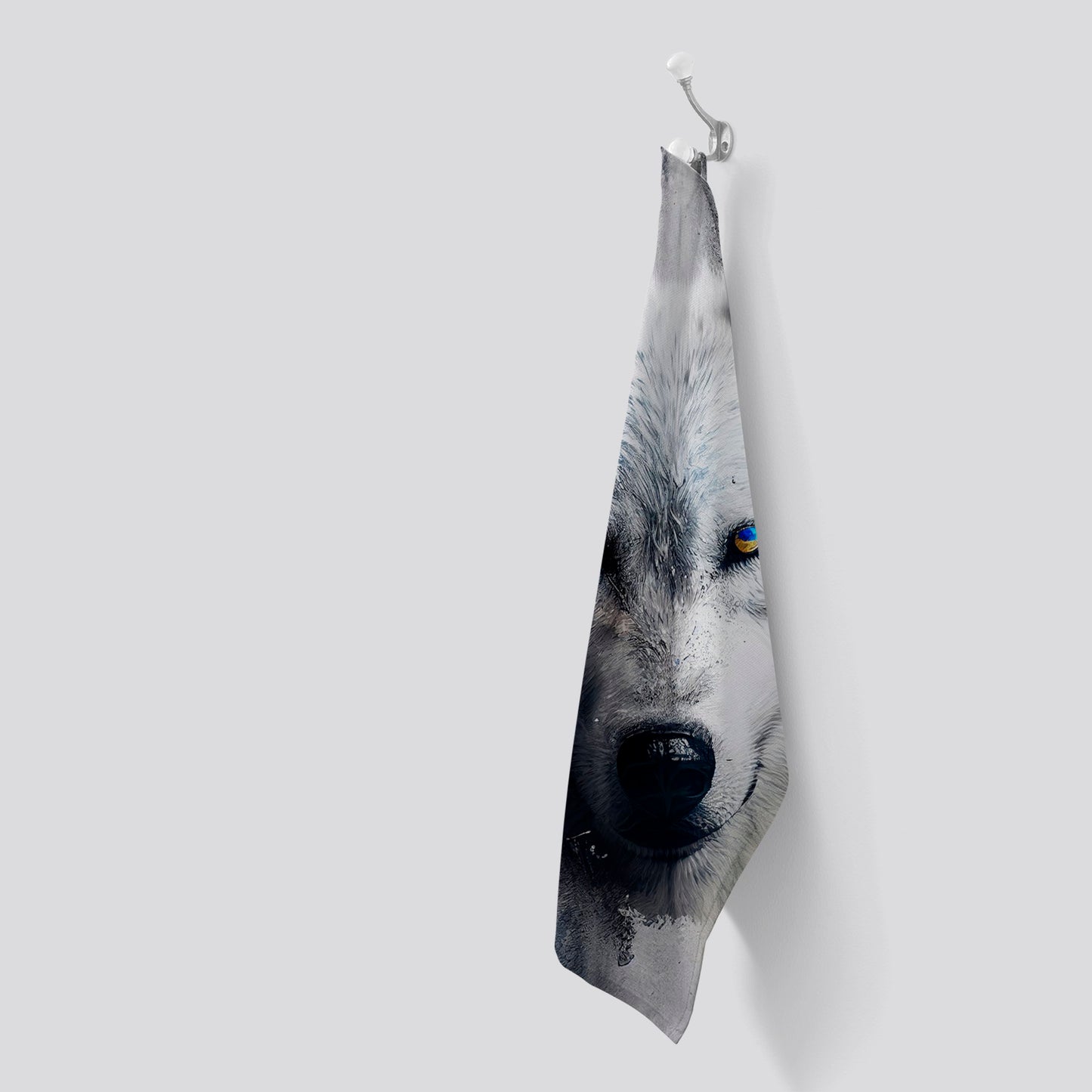 White Wolf Face Splashart Dark Backgrouns Tea Towel