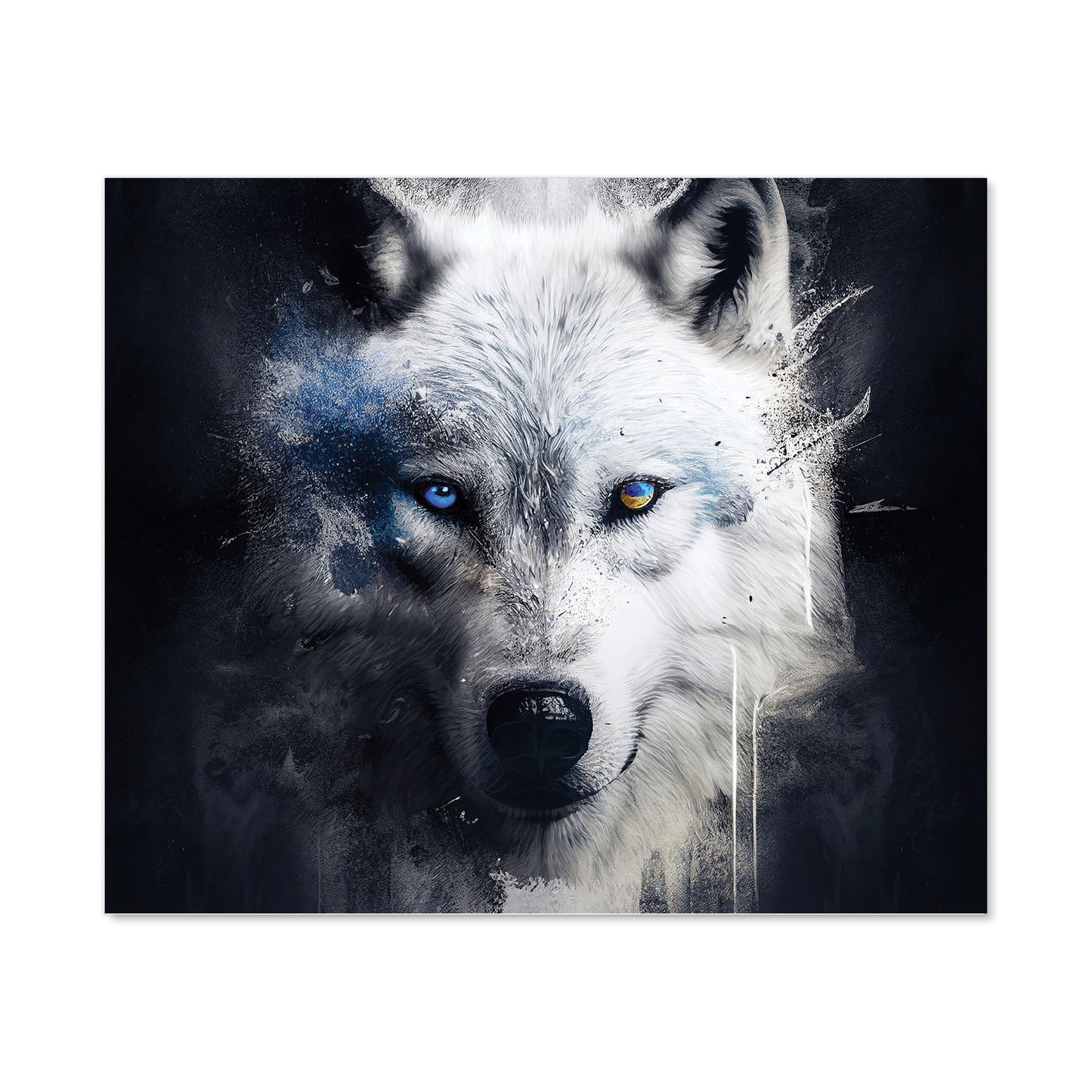 White Wolf Face Splashart Dark Backgrouns Kitchen Splashback