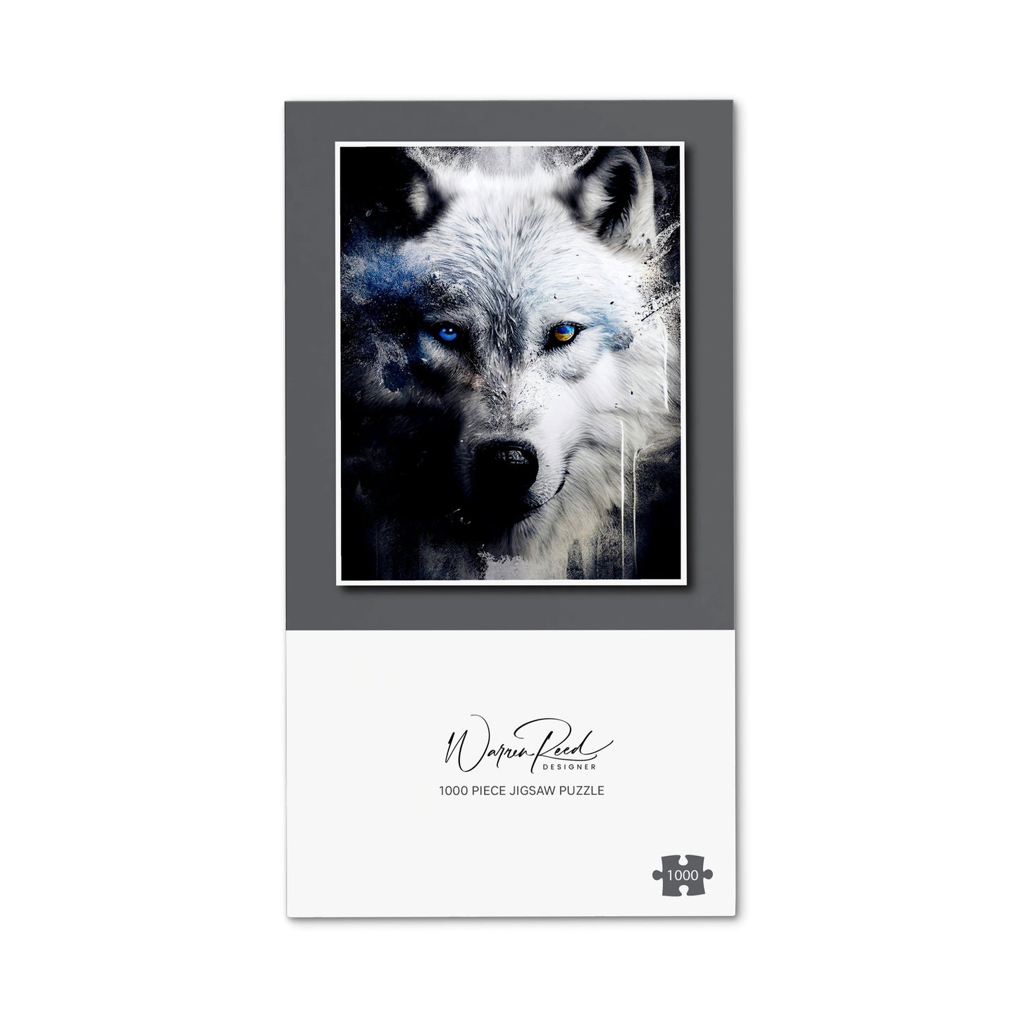 White Wolf Face Splashart Dark Backgrouns Jigsaw Puzzle