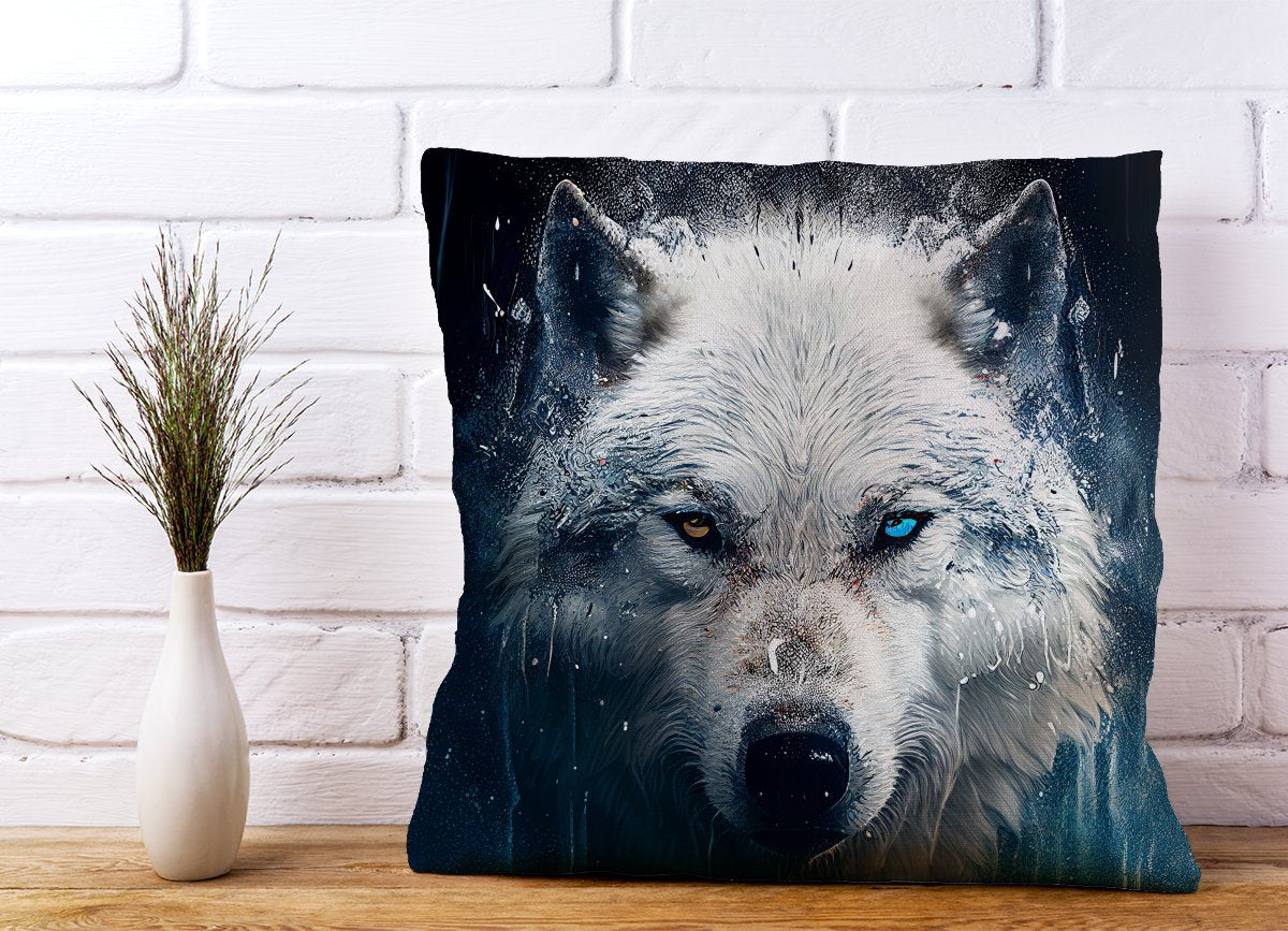 White Wolf Face Splashart Cushions