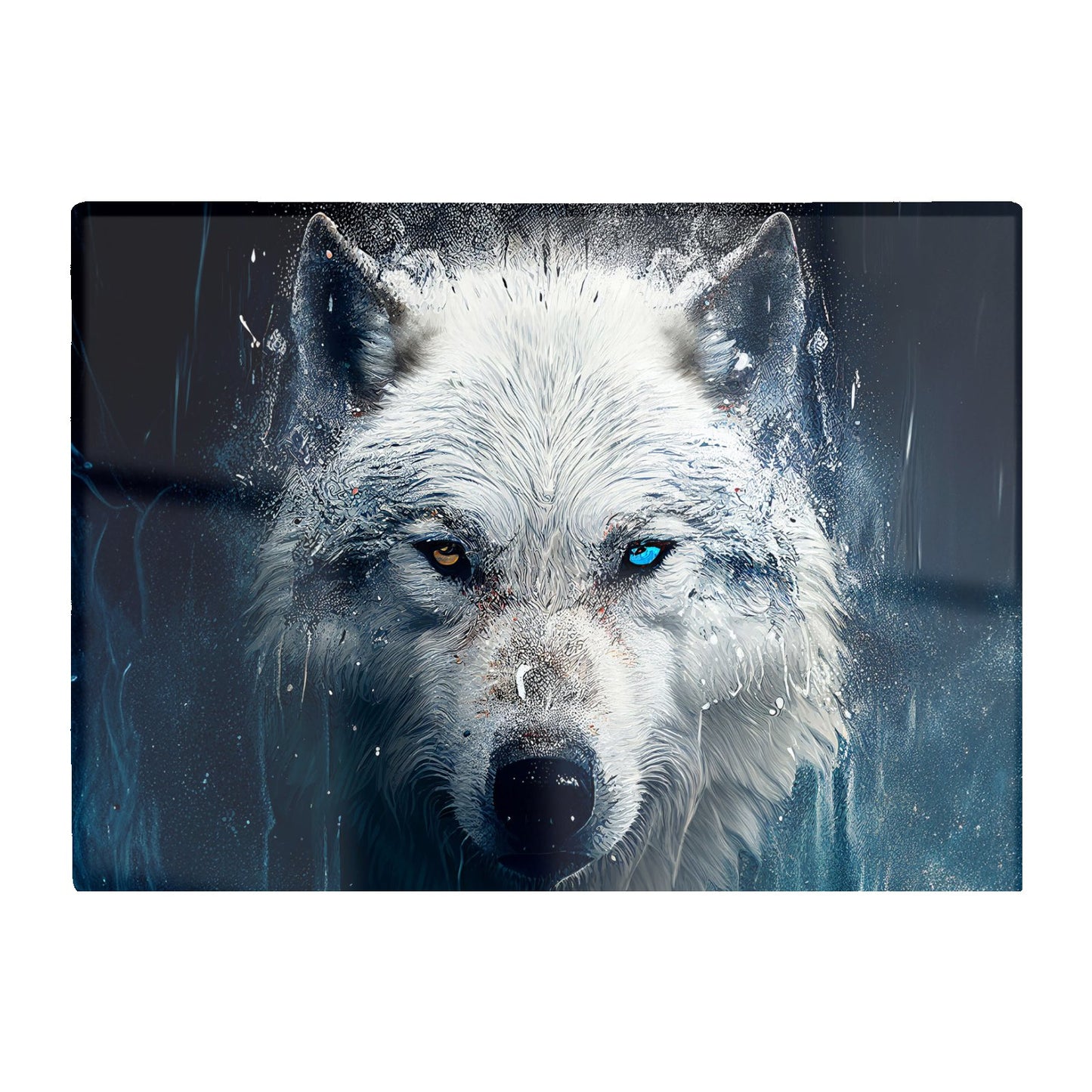 White Wolf Face Splashart Glass Chopping Board