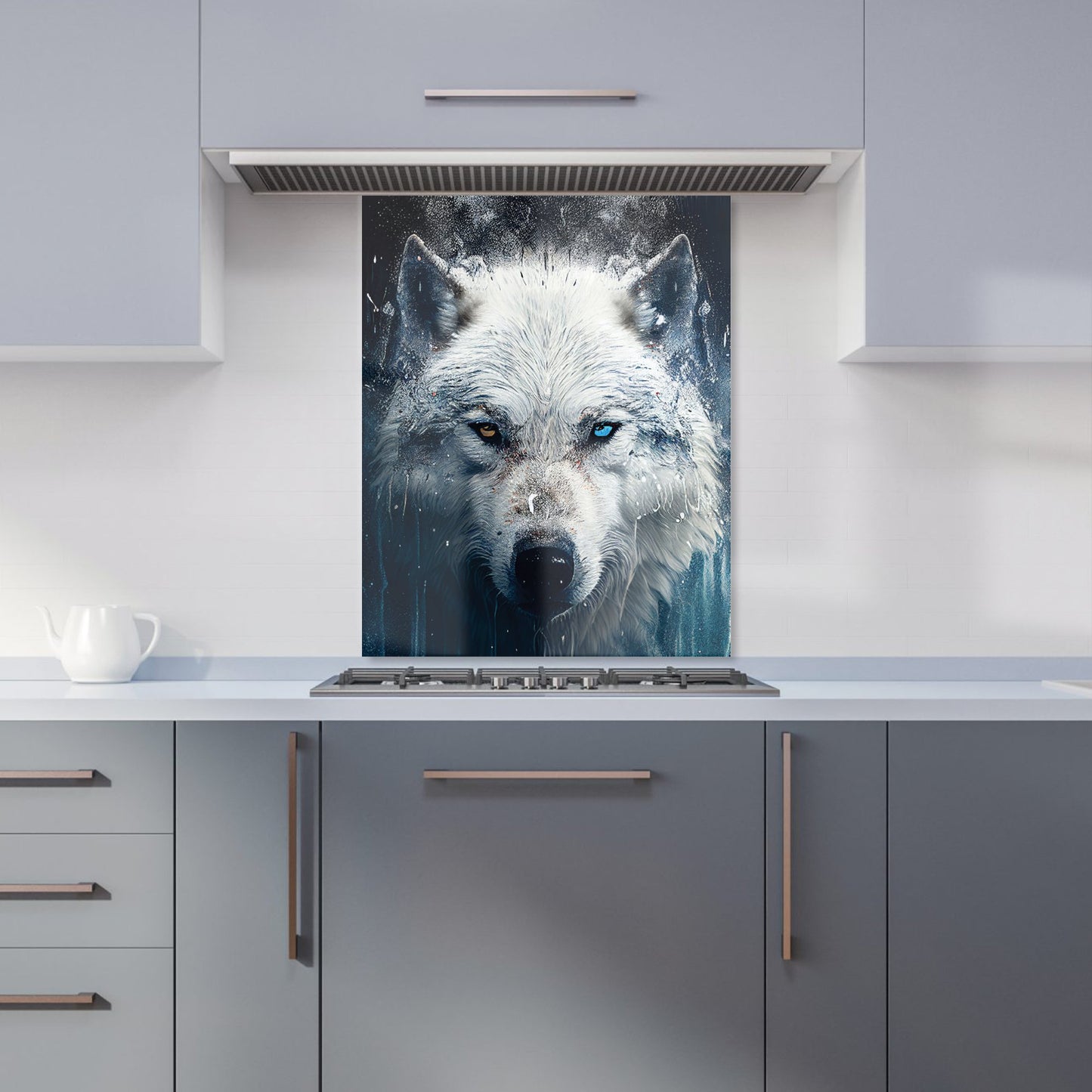 White Wolf Face Splashart Kitchen Splashback