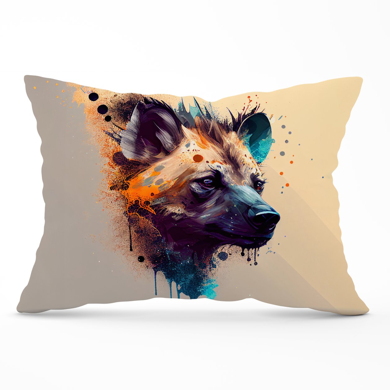Hyena Face Splashart Light Background Cushions
