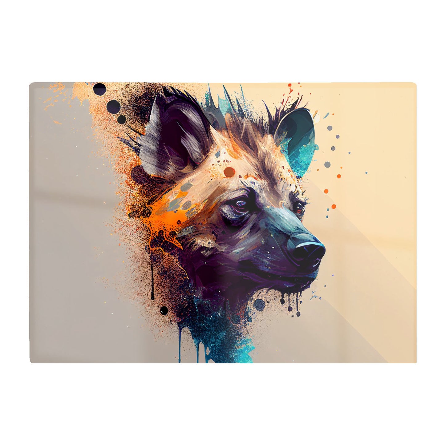 Hyena Face Splashart Light Background Glass Chopping Board