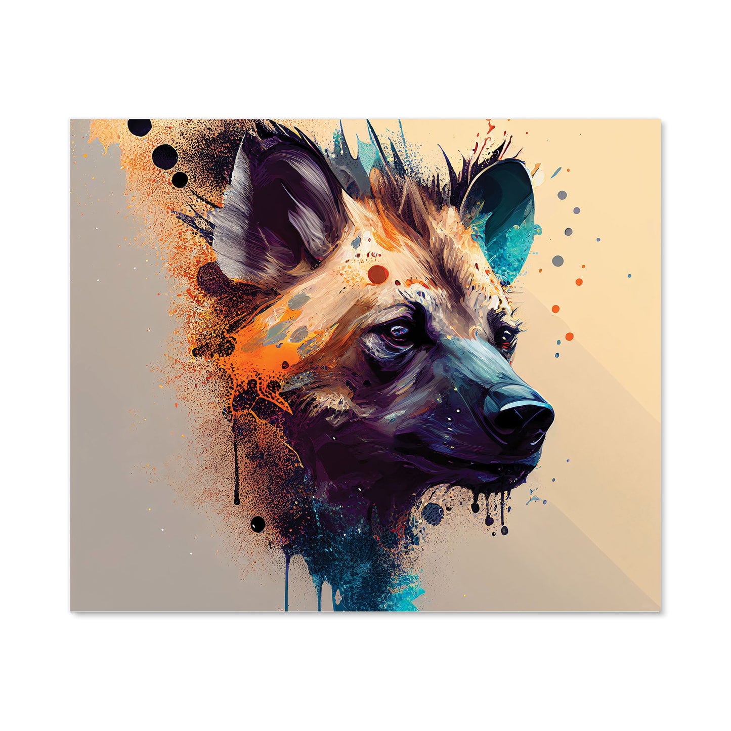 Hyena Face Splashart Light Background Kitchen Splashback