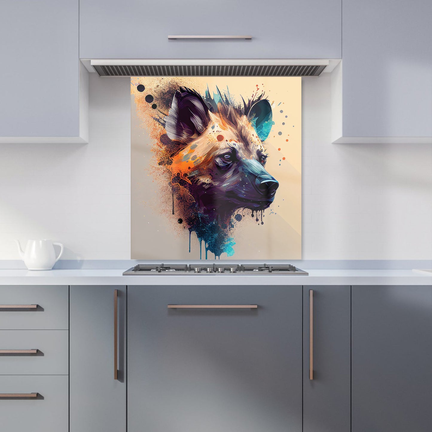 Hyena Face Splashart Light Background Kitchen Splashback