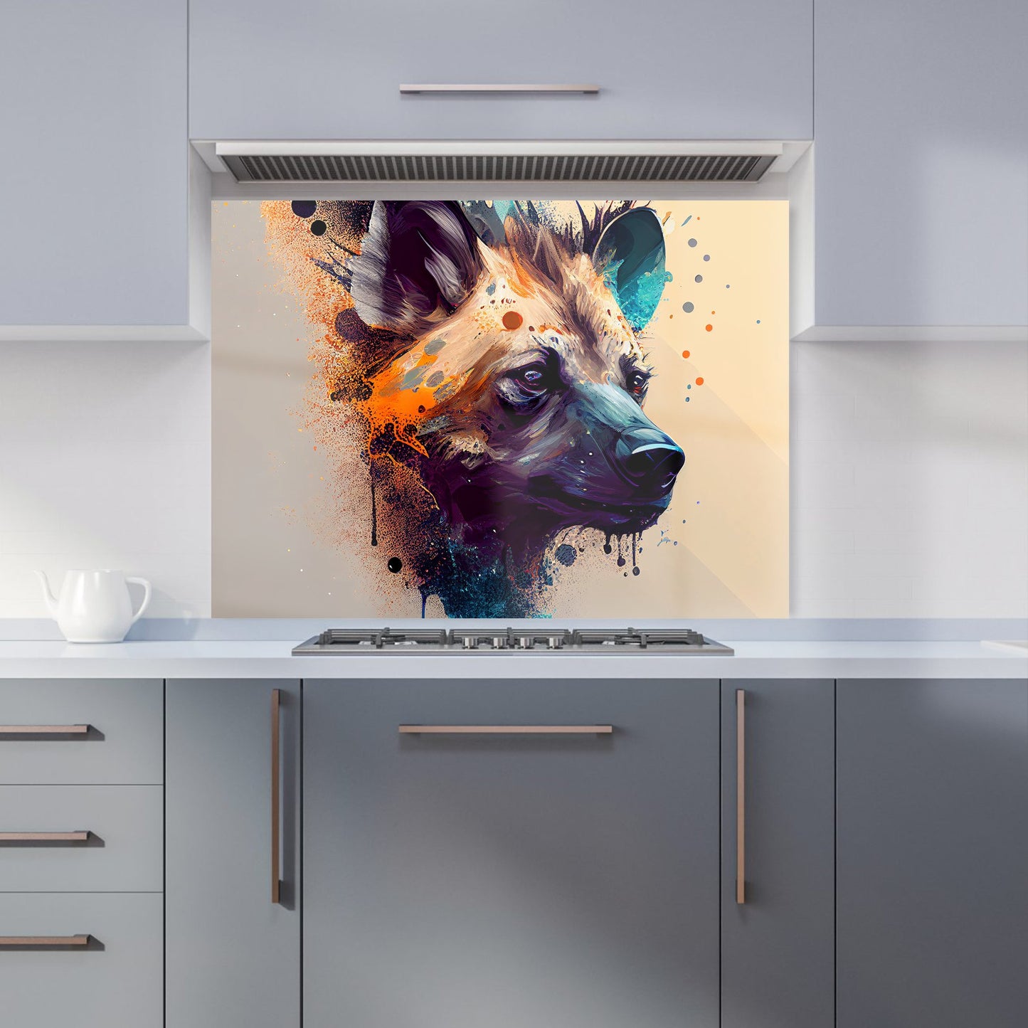 Hyena Face Splashart Light Background Kitchen Splashback