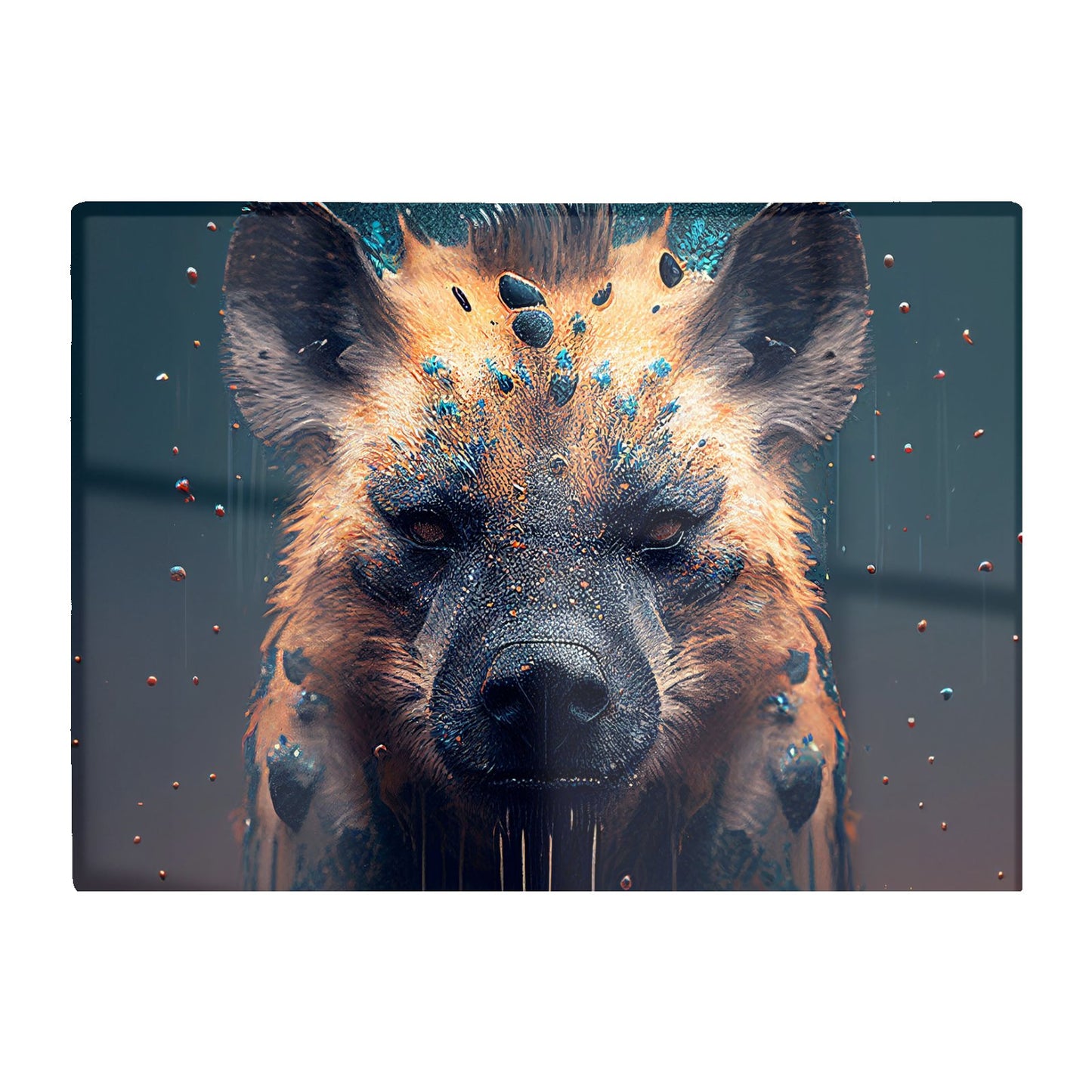 Hyena Face Splashart Dark Background Glass Chopping Board