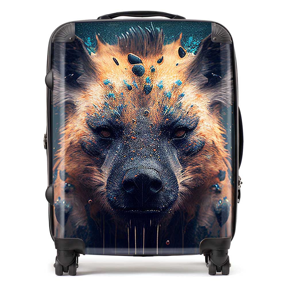 Hyena Face Splashart Dark Background Suitcase