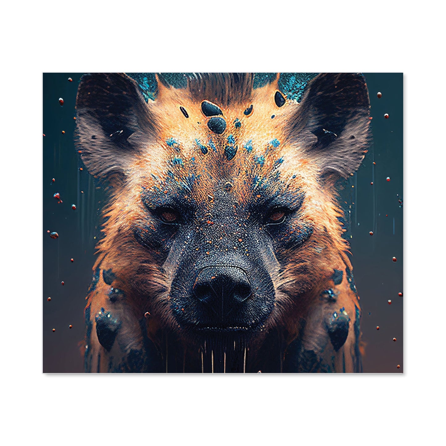 Hyena Face Splashart Dark Background Kitchen Splashback