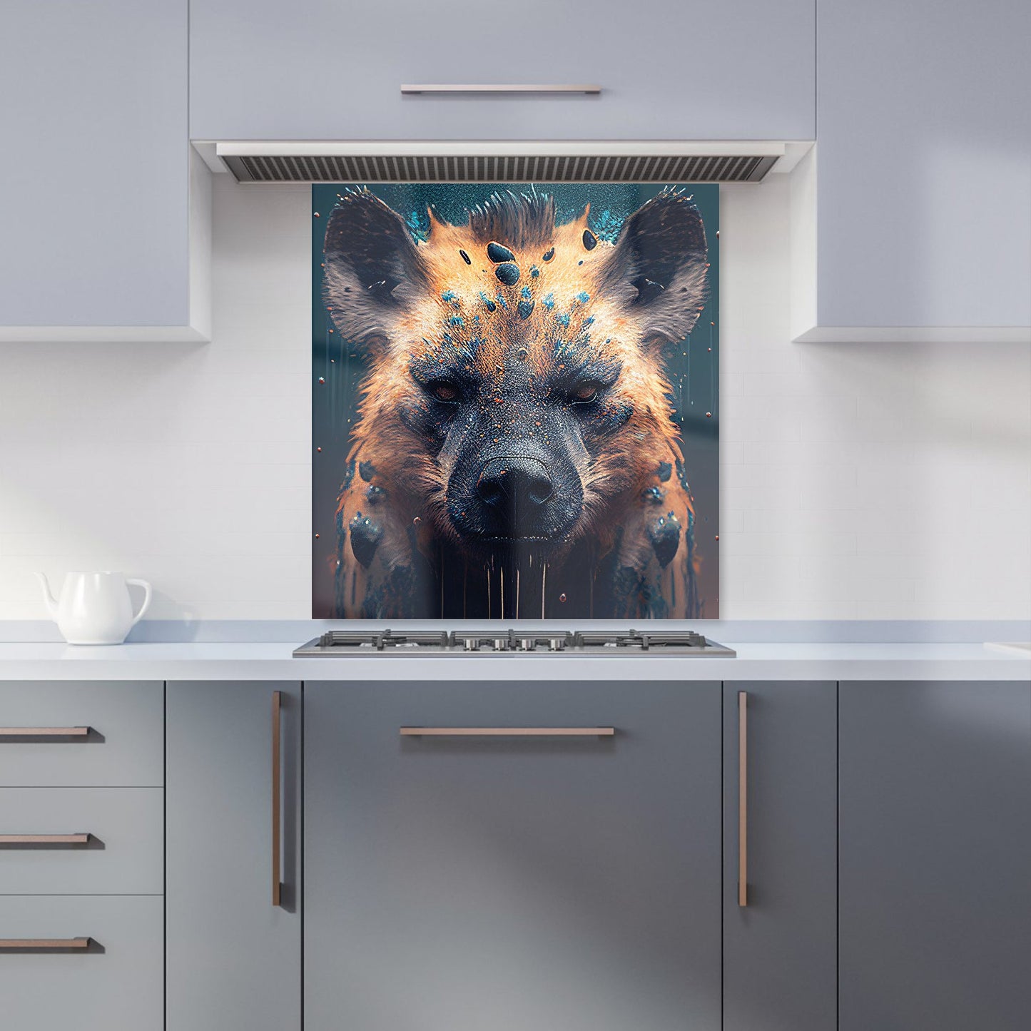 Hyena Face Splashart Dark Background Kitchen Splashback