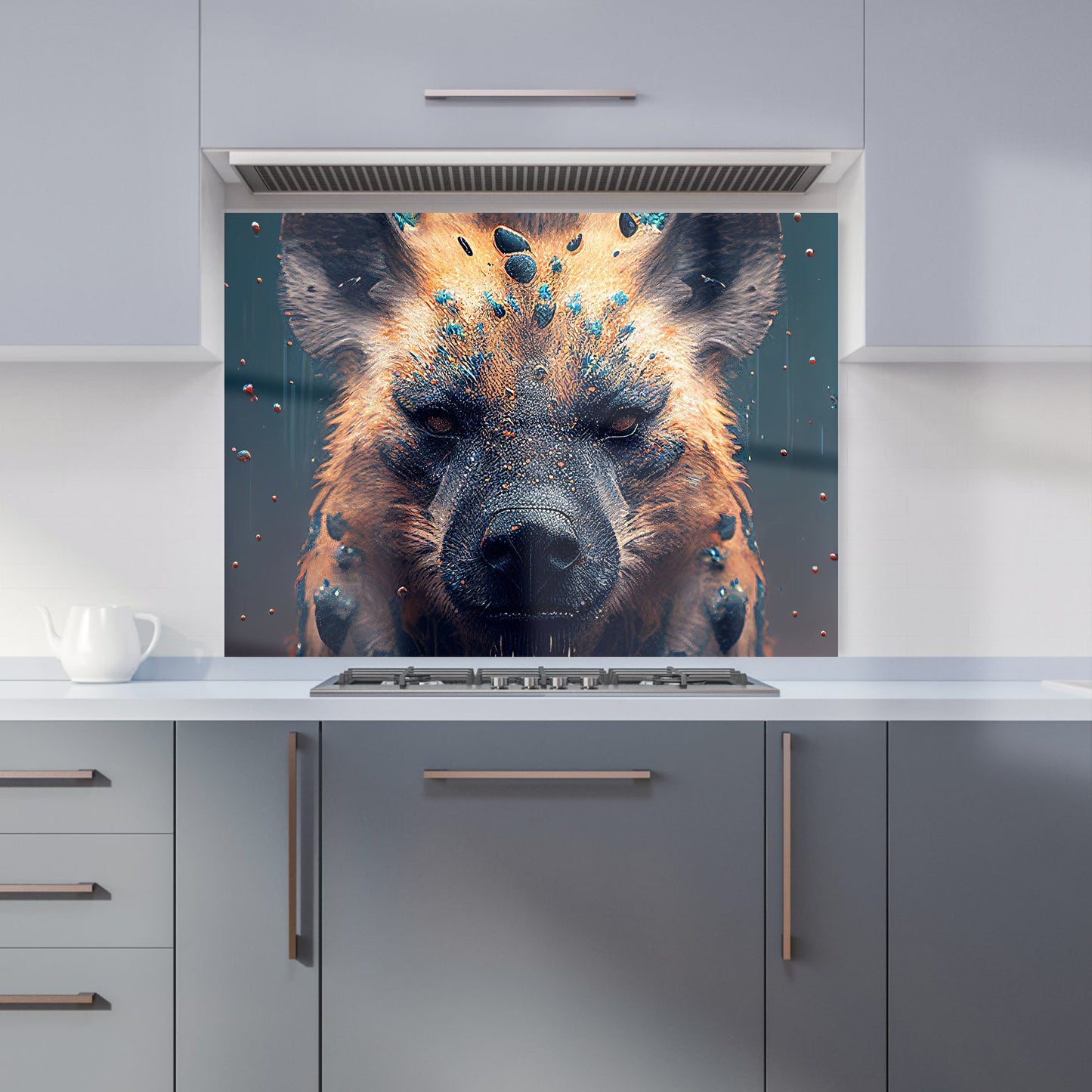 Hyena Face Splashart Dark Background Kitchen Splashback